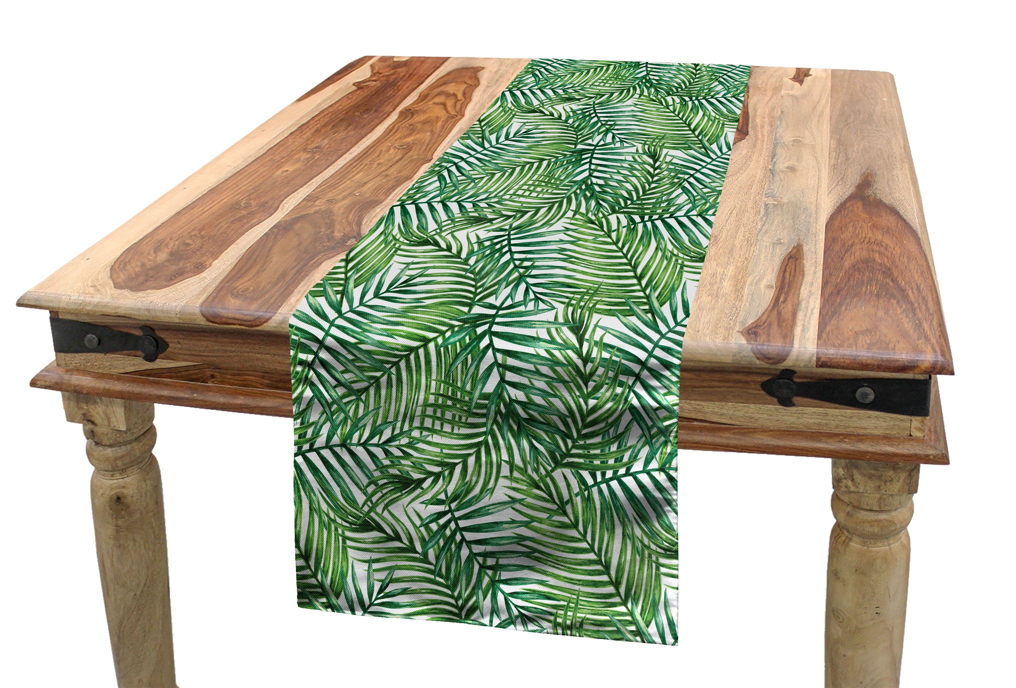 Abakuhaus Tischläufer Esszimmer Küche Rechteckiger Dekorativer Tischläufer, Blatt Botanischer Wilde Palmen