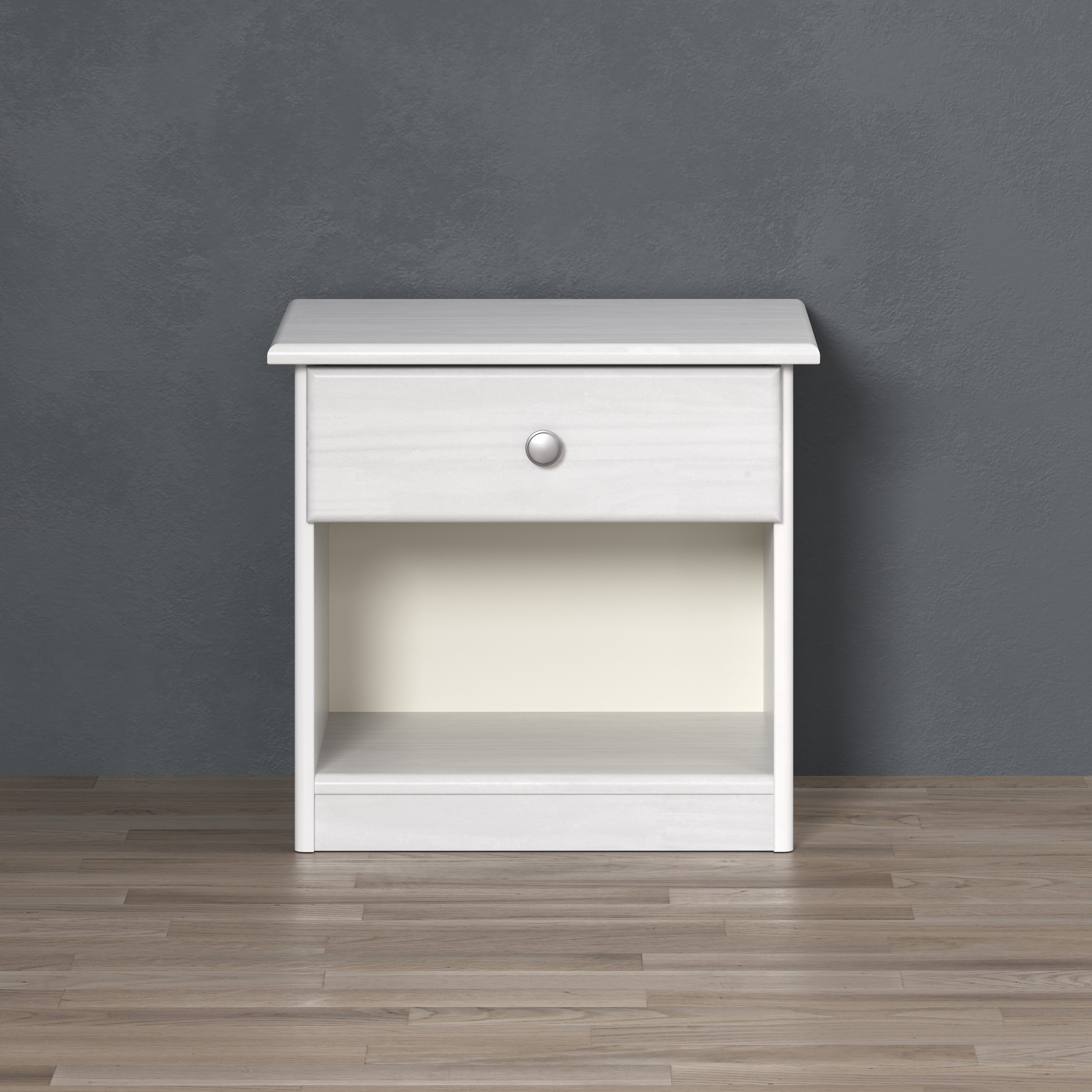 Home affaire Nachtkommode Delsbo Nachtschrank Schrank Schlafzimmer Beistellschrank (1 St., Landhaus Design aus Kiefernholz), Massivholz Nachttisch Weiß lackiert - Nachtkonsole (B/T/H) 44/34/41 cm