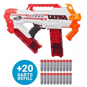Hasbro Blaster Nerf Ultra Speed mit Dart-Nachfüllpack (20-tlg), Nerf Ultra Speed mit extra Darts