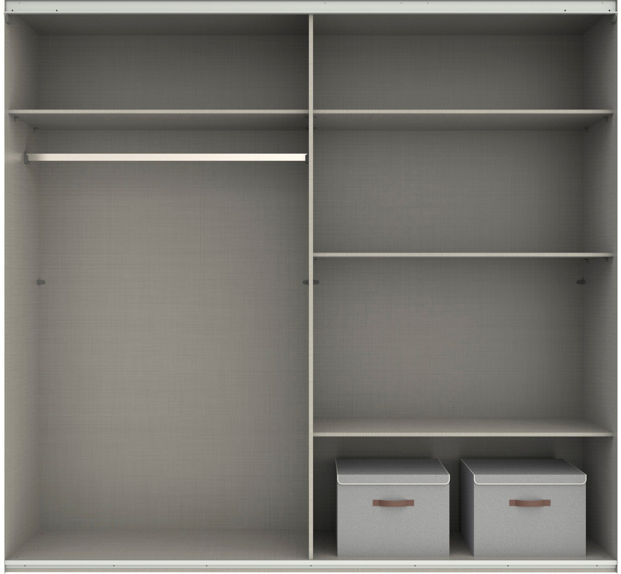 Weiß/Spiegel 2 Stoffboxen Schwebetürenschrank Barmbek mit Einlegeböden und zusätzlichen Wimex