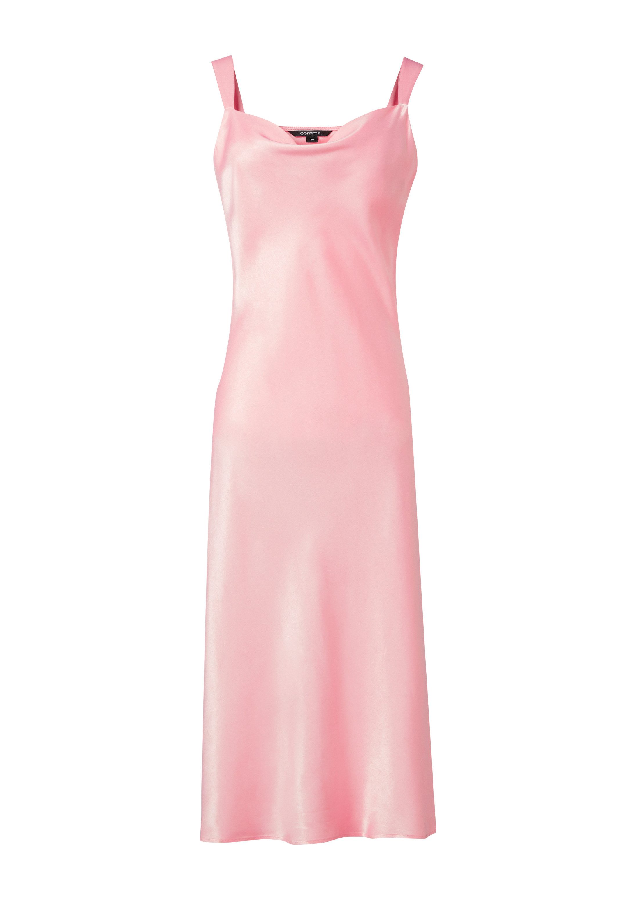 comma Midikleid Kleid Satinkleid mit Wasserfall-Ausschnitt