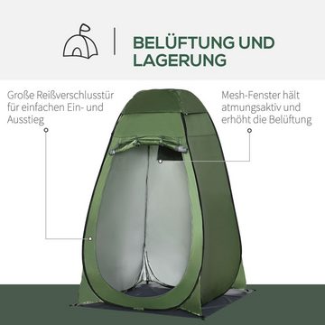 Outsunny Faltzelt mit Tragetasche Mobile Outdoor Toilette, Personen: 4 (Pop up Duschzelt, 1 tlg., Umkleidezelt), Umkleidekabine Lagerzelt Dunkelgrün, 126 x 124 x 189 cm