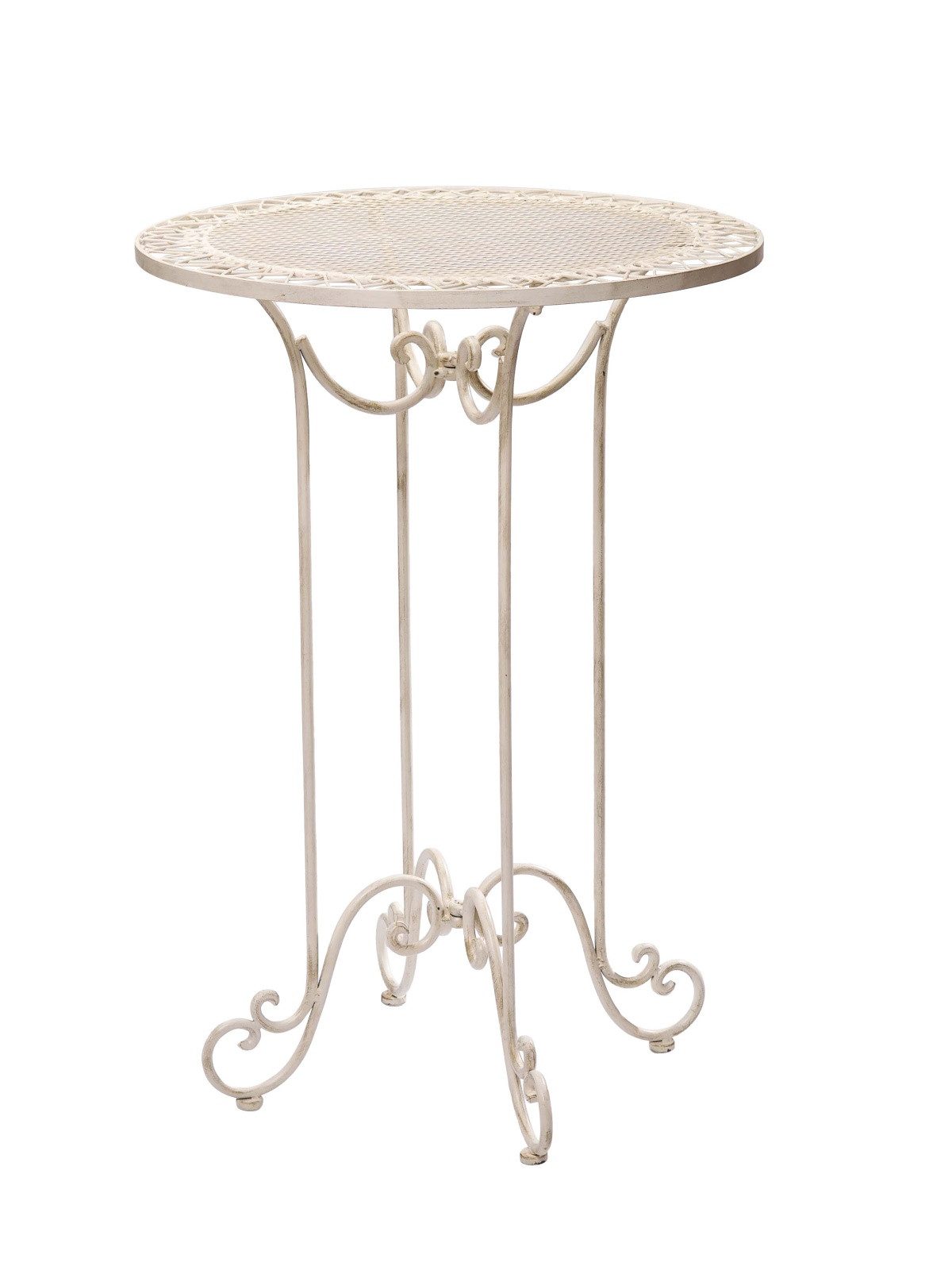 Dekoobjekt Stehtisch 101cm Eisen Gartentisch Bistrotisch antik Stil creme weiss i