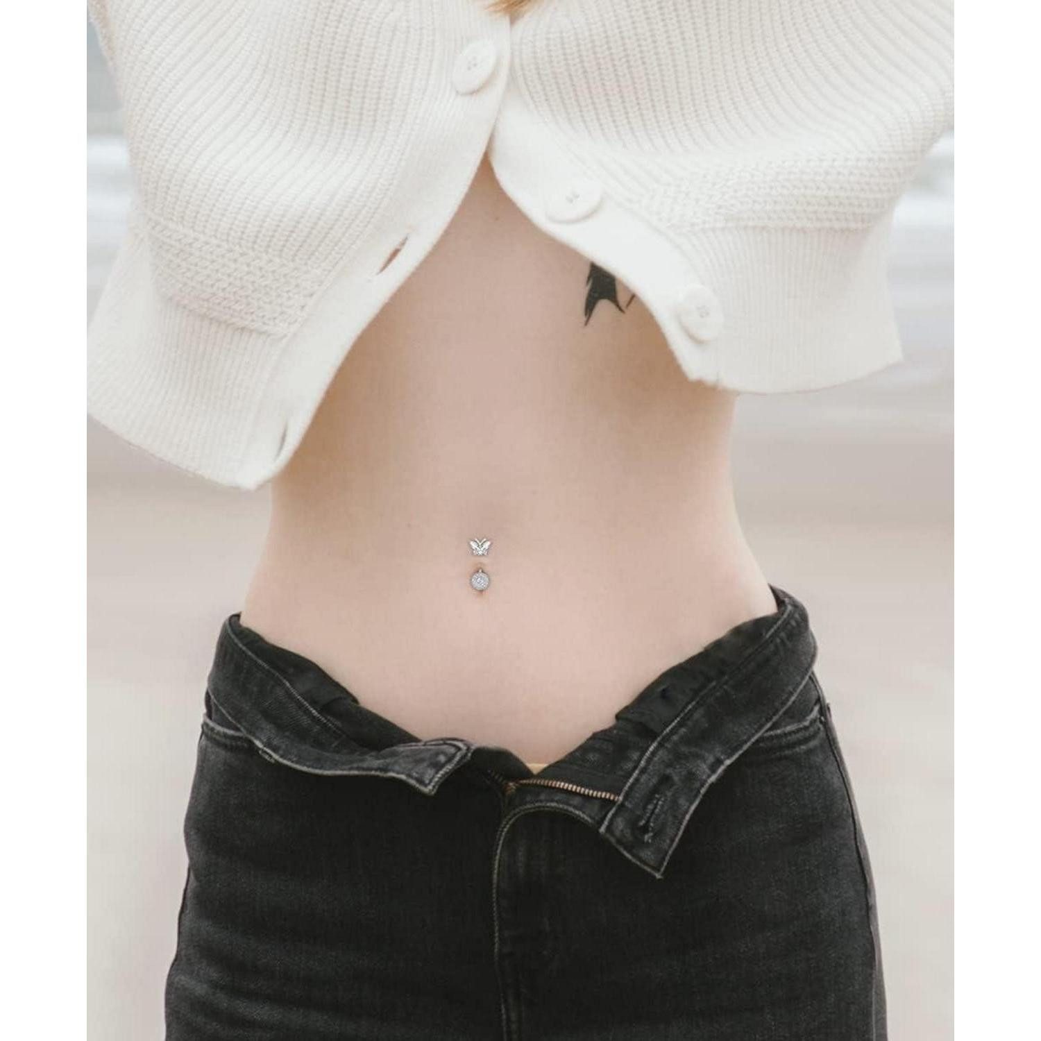 vcmart Bauchnabelpiercing 2stk Bauchnabelpiercing Herz 10mm Silber Gold Chi günstig online kaufen