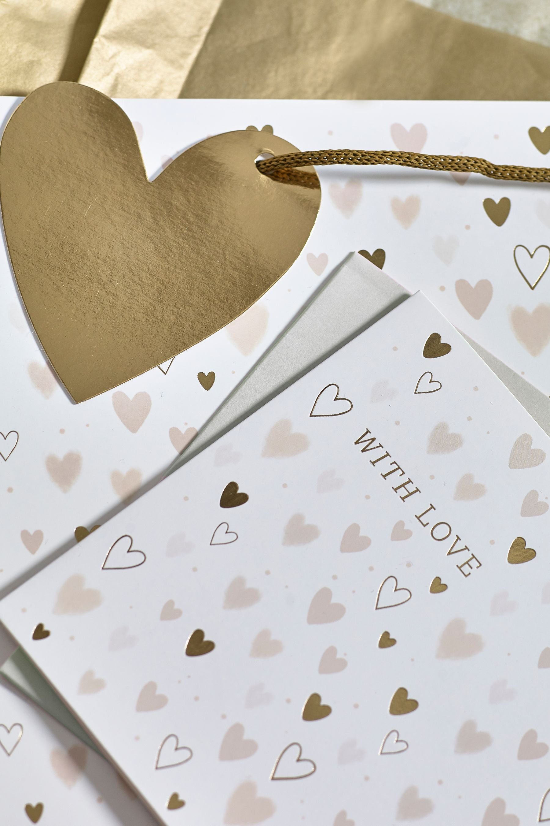 Next Geschenkpapier Herz Geschenktasche und Karte im Set, (1St)