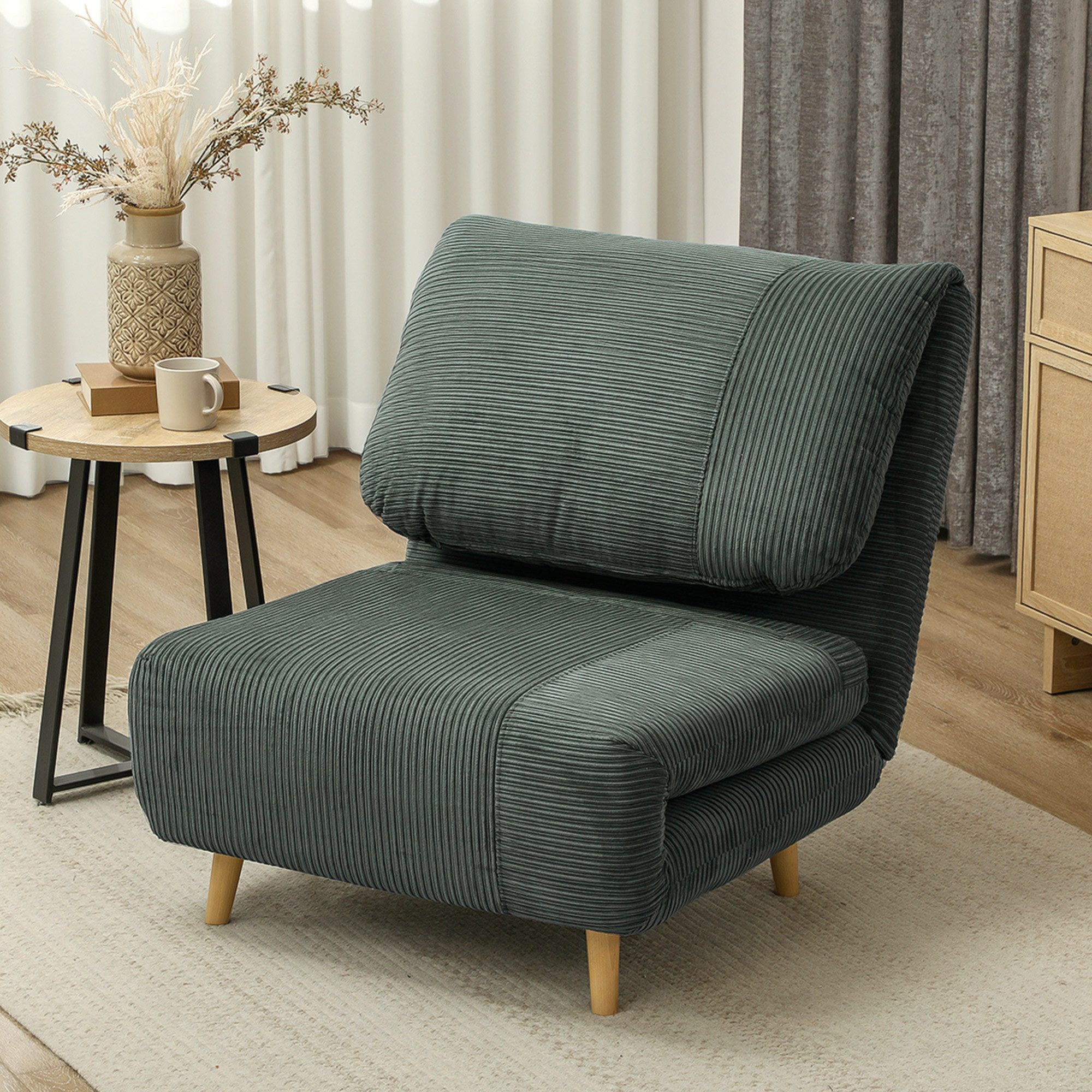 HOMCOM Sessel 2 in 1 Klappbar mit Bettfunktion, Verstellbarer Rückenlehne (Schlafsessel, 1-St., Schlafsofa), für Wohnzimmer, Schlafzimmer, Grün
