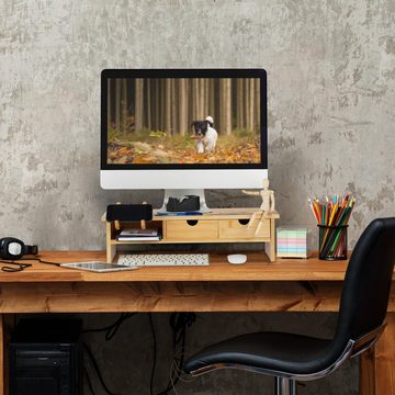 relaxdays Monitorständer aus Bambus Monitorständer