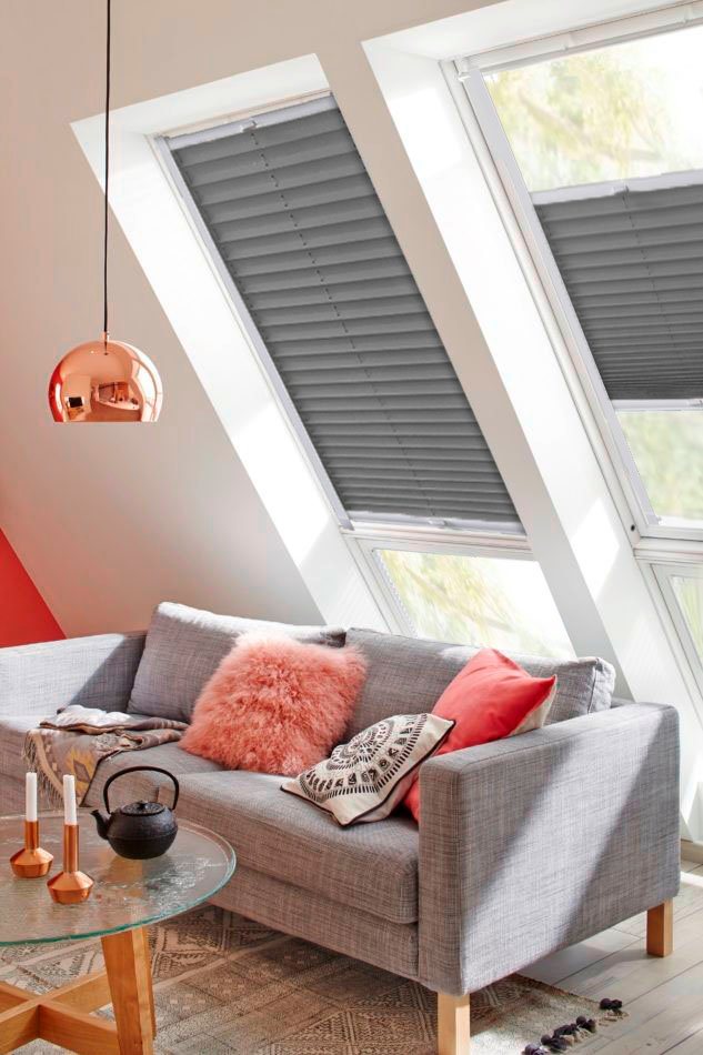 Dachfensterplissee StartUp Style Crush, sunlines, Lichtschutz, verspannt,  verschraubt, mit Führungsschienen