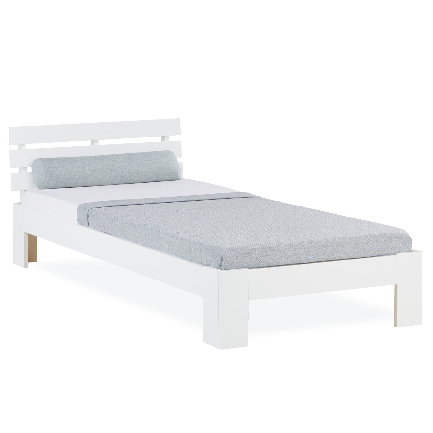 Homestyle4u Holzbett Doppelbett mit Lattenrost 90/120/140/160/180 x 200 Weiß, Grau, Natur