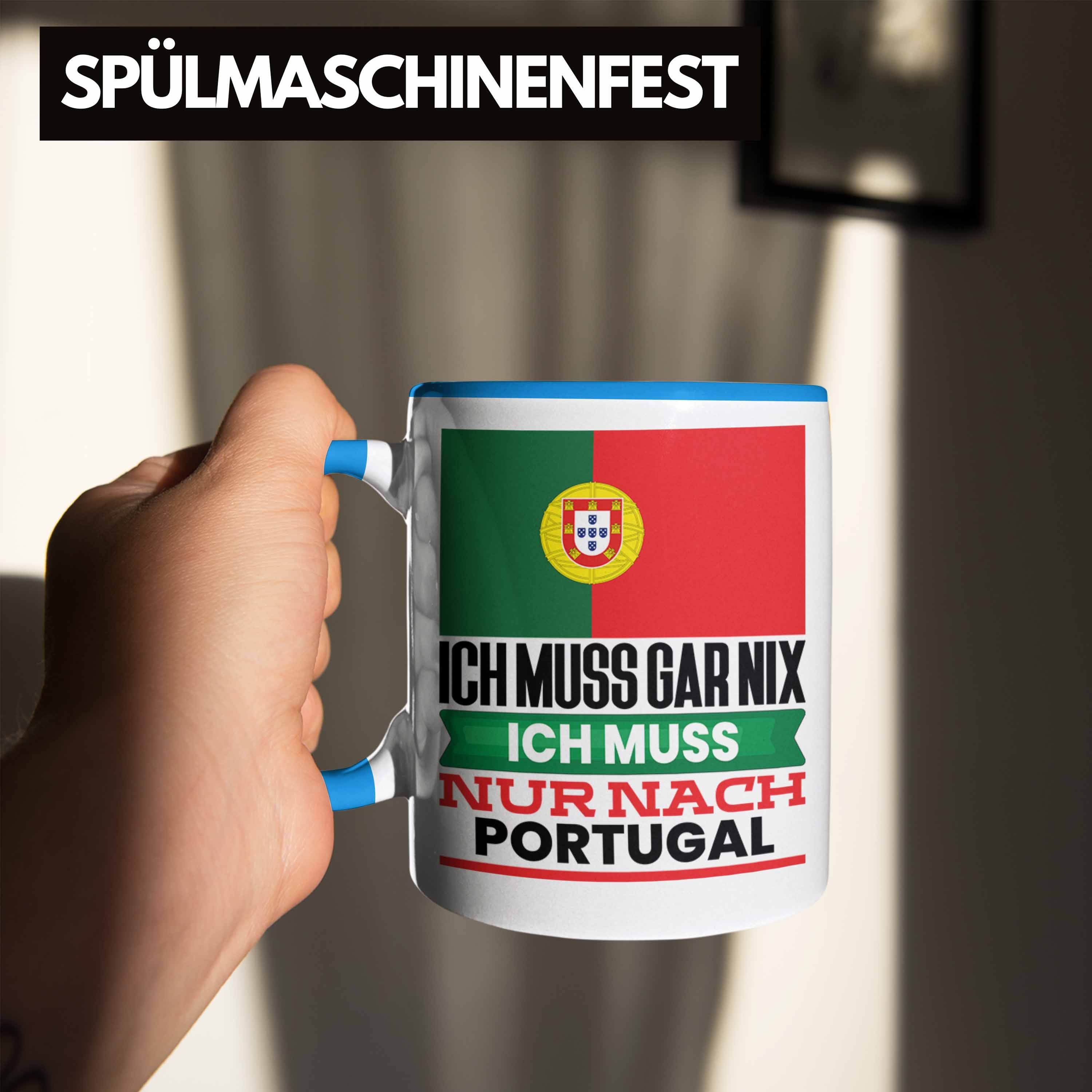 Tasse Geburtstag Geschenk Portugiesen Tasse Blau für Trendation Portugal Urlaub Geschenkidee