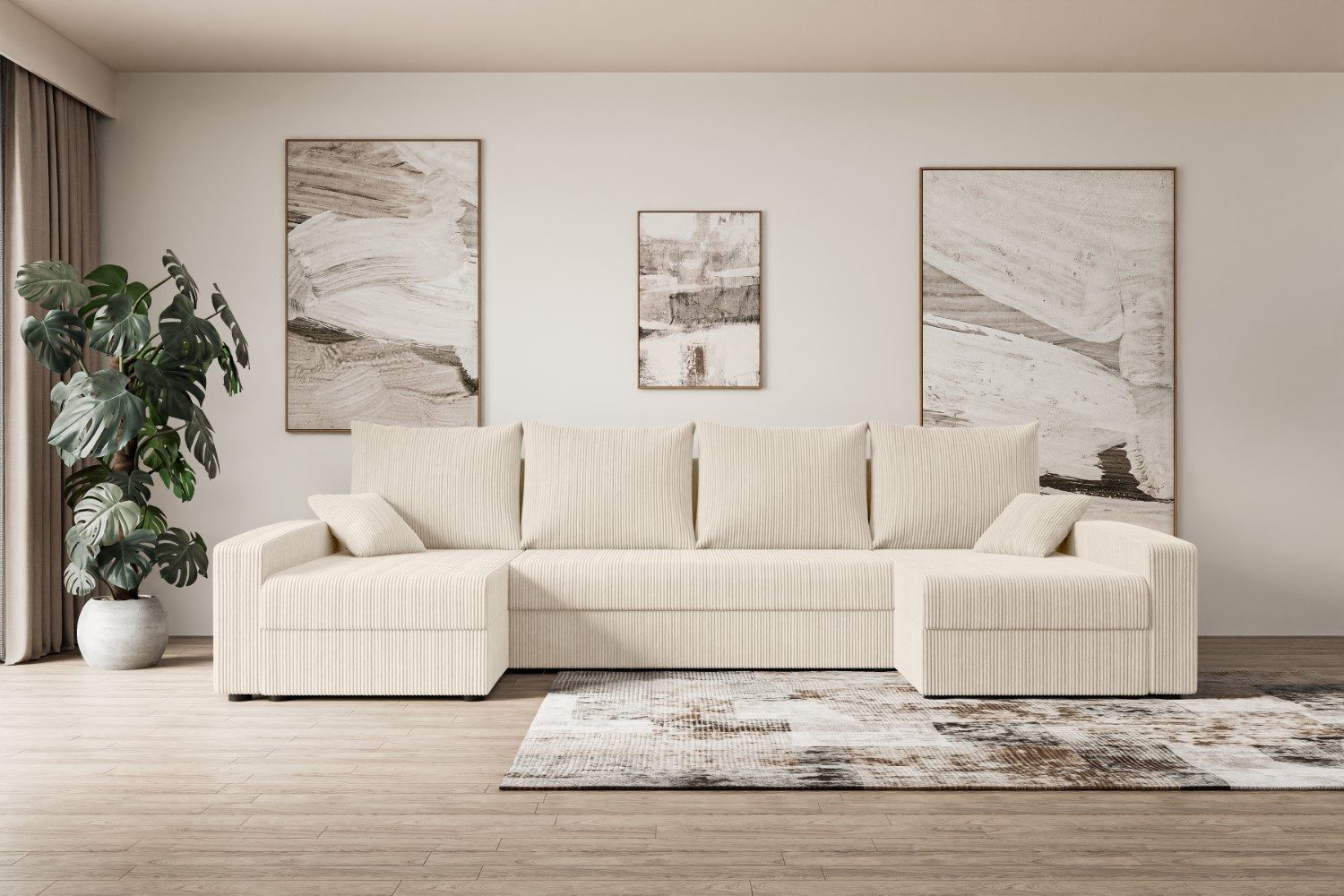 ALTDECOR Wohnlandschaft ALESIA-U, Couch mit Schlaffunktion, Wohnzimmer - Wohnlandschaft, Corner Sofa Bett Eckcouch Couch L-Form Schlafcouch Ausziehbar