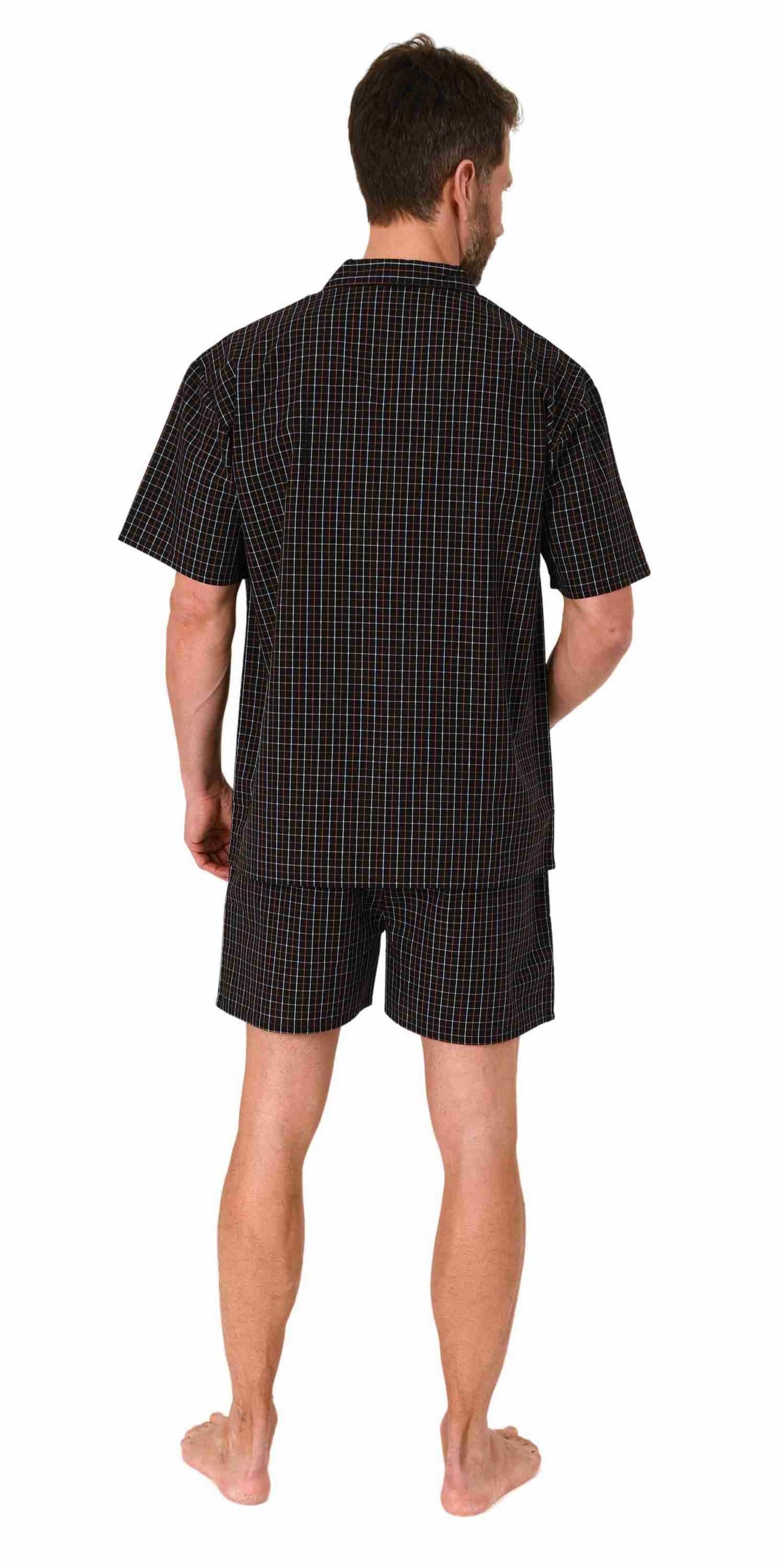 Normann Pyjama Herren Schlafanzug Shorty Pyjama kurzarm gewebt zum Knöpfen – Bild 3 von 3