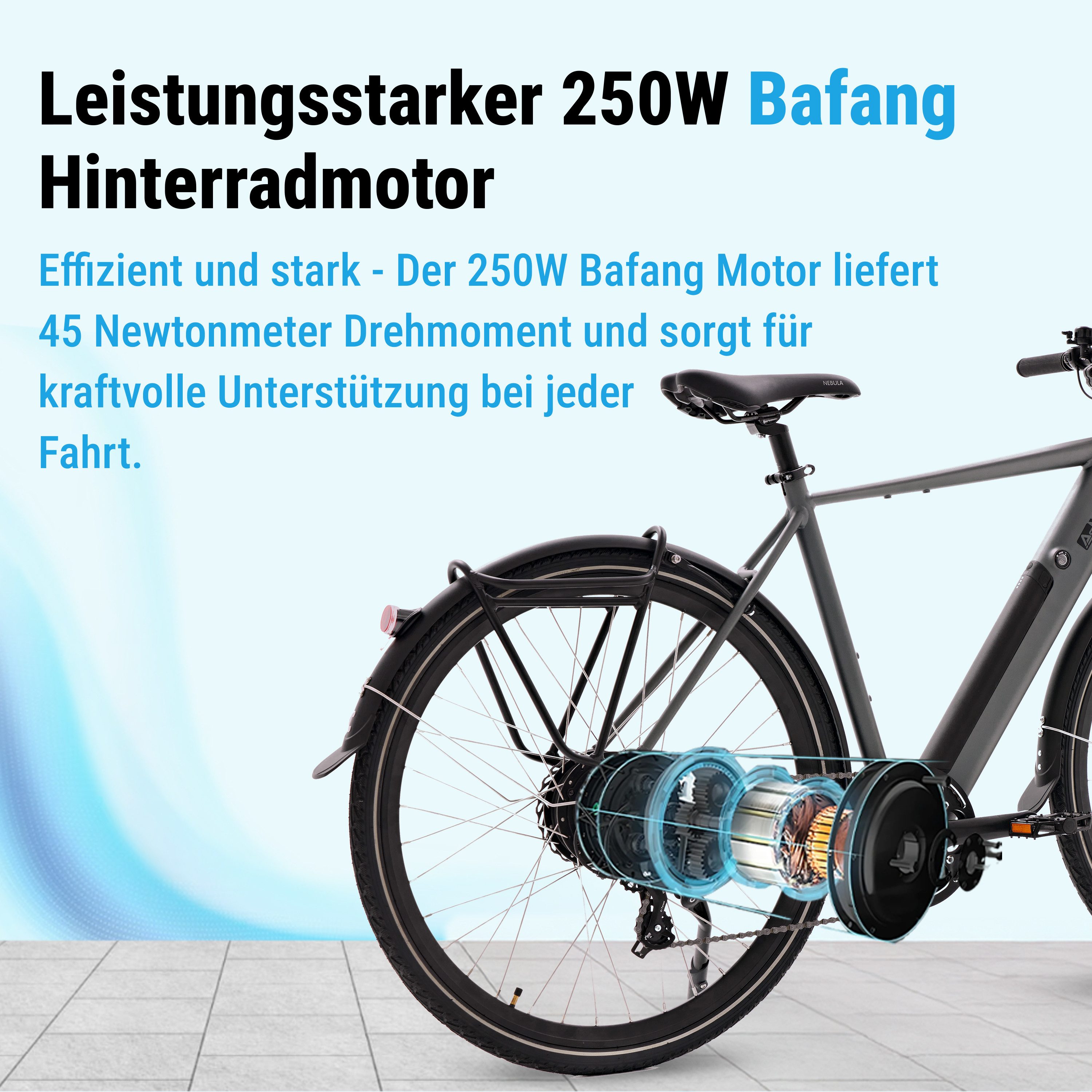 AsVIVA E-Bike Cityrad BC1-C Elektrofahrrad 28 Zoll, 7 Gang Shimano Shimano Tourney / SIS RevoShift Schaltwerk, Kettenschaltung, Heckmotor, 378 Wh, 250W Bafang-Motor, Samsung-Akku