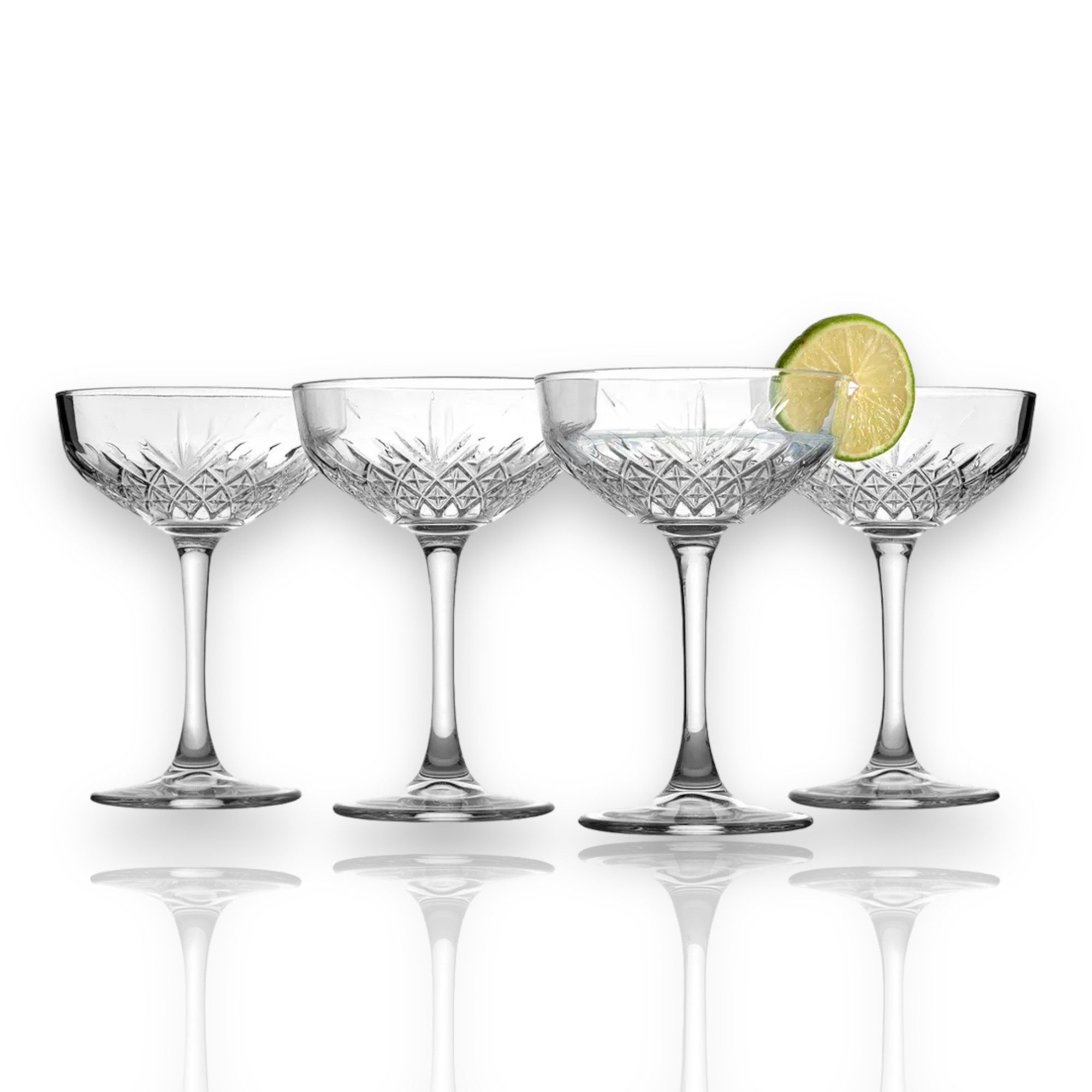 Pasabahce Скло-Set Timeless Champagne Coupe-Set, 4-tlg., Glas, 4er Set, 255 ml, ideal für Sekt & Cocktails