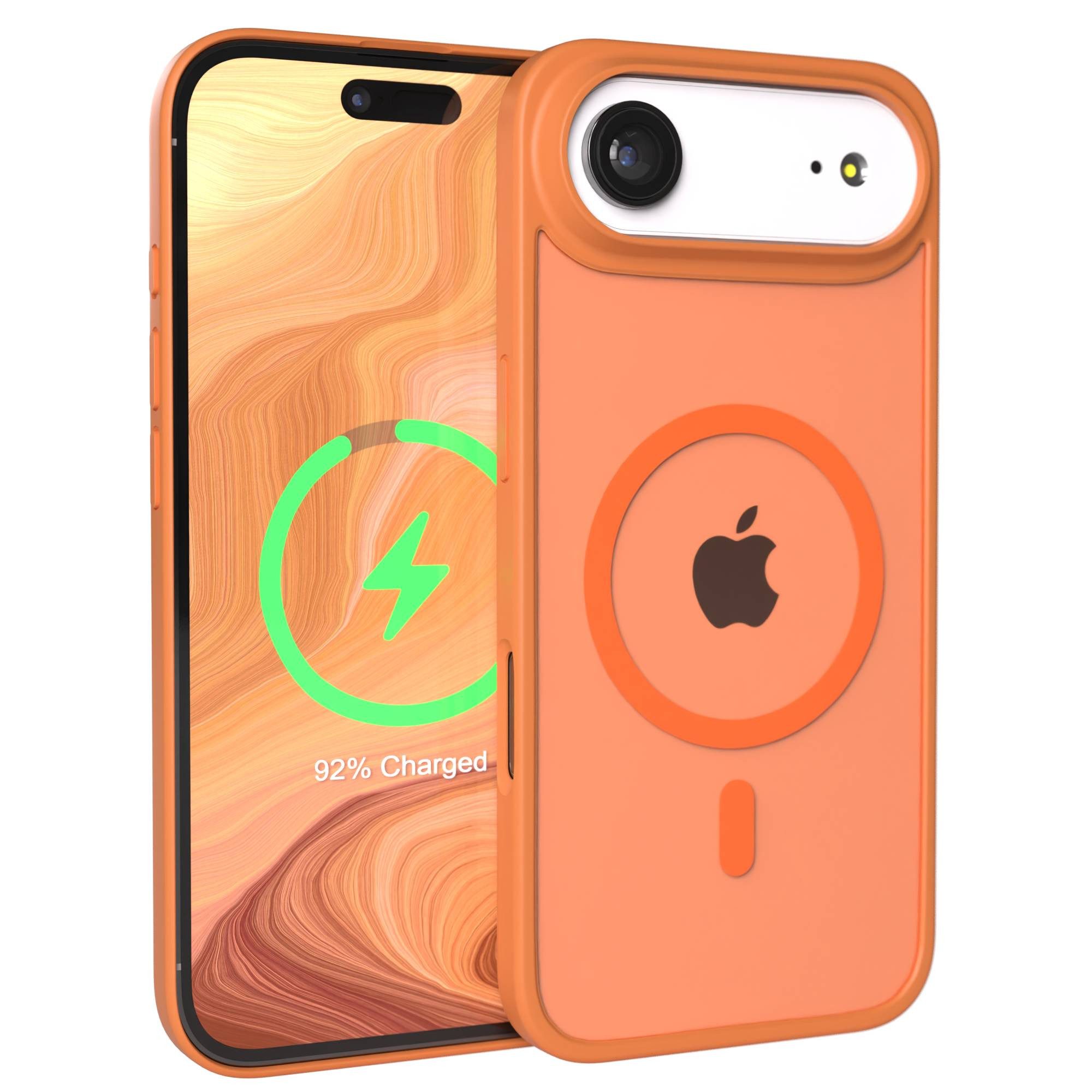 EAZY CASE Handyhülle Outdoor Case MagSafe für Apple iPhone Air 6,5 Zoll, Outdoor Case Handyhülle mit MagSafe Bumper leuchtend Orange