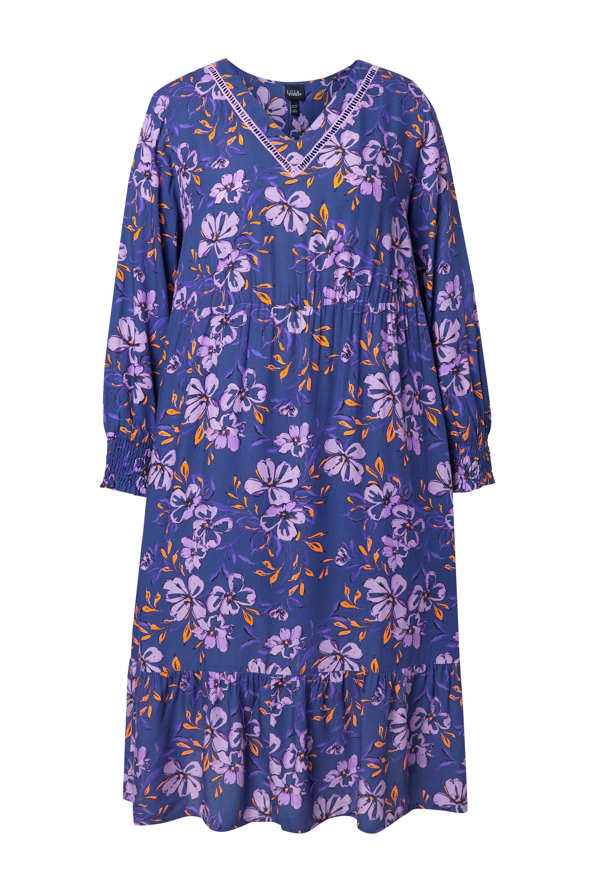 Ulla Popken Jerseykleid Midikleid Blüten A-Linie günstig online kaufen