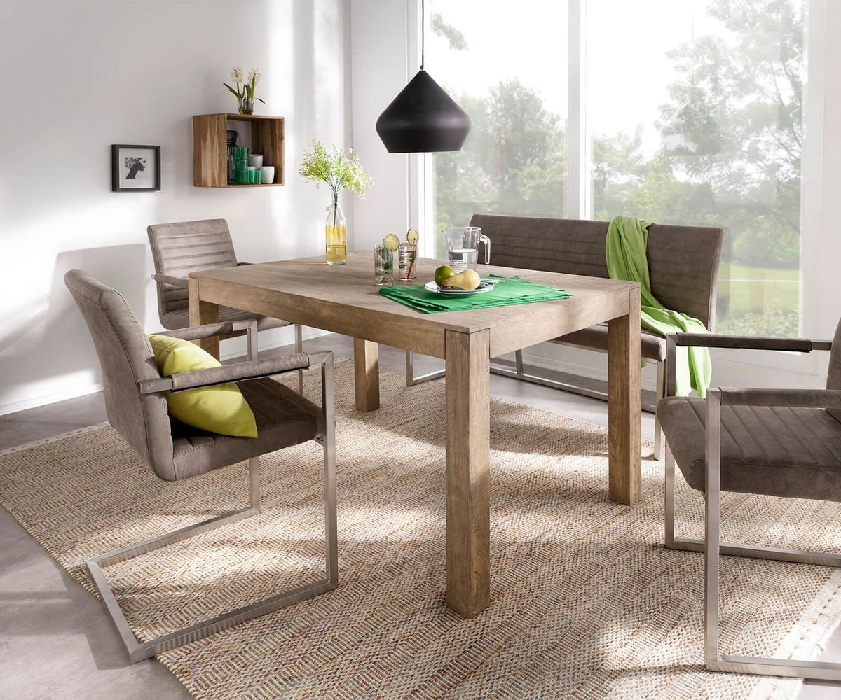 Delife Tisch Indra Champagner 140x90 3 Stuhle 1 Bank Online Kaufen