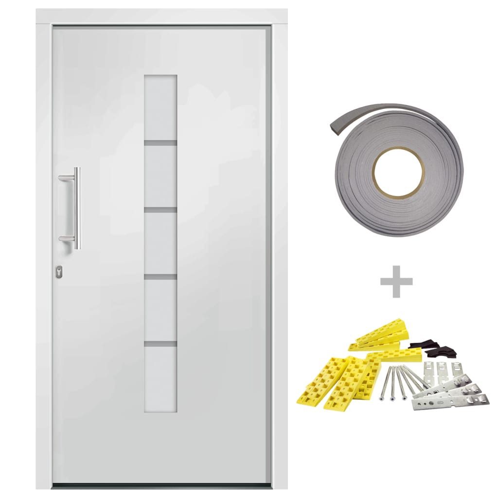 vidaXL Haustür 100 x 210 cm Haustür Aluminium und PVC Weiß 100x210 cm Eingangstür Auß