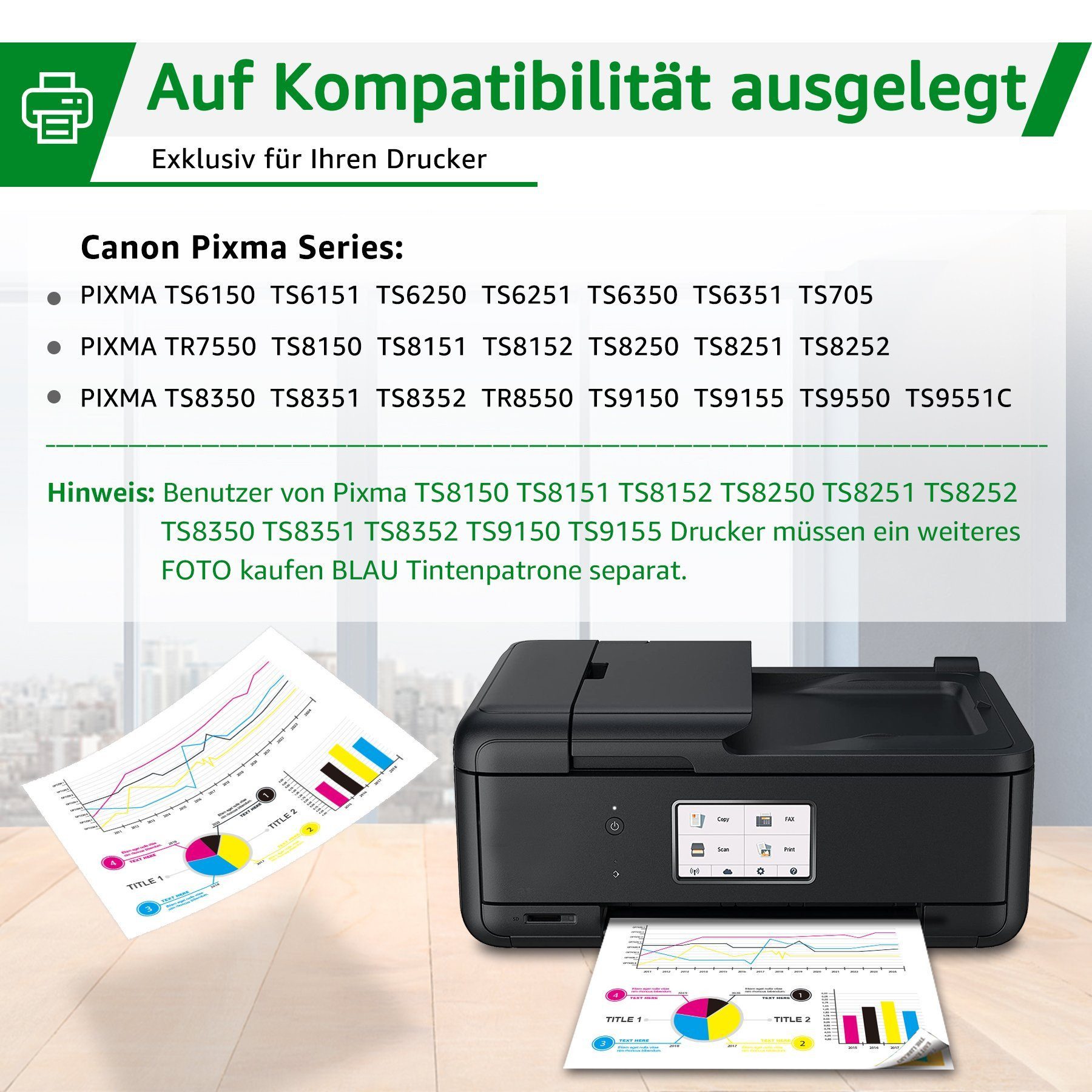 Greensky 5er 580XL 581XL für Canon 580 XL Tintenpatrone (PIXMA TR8550 TS6350 TS8350 TS6150 TS8150 TS6250 TS9550)