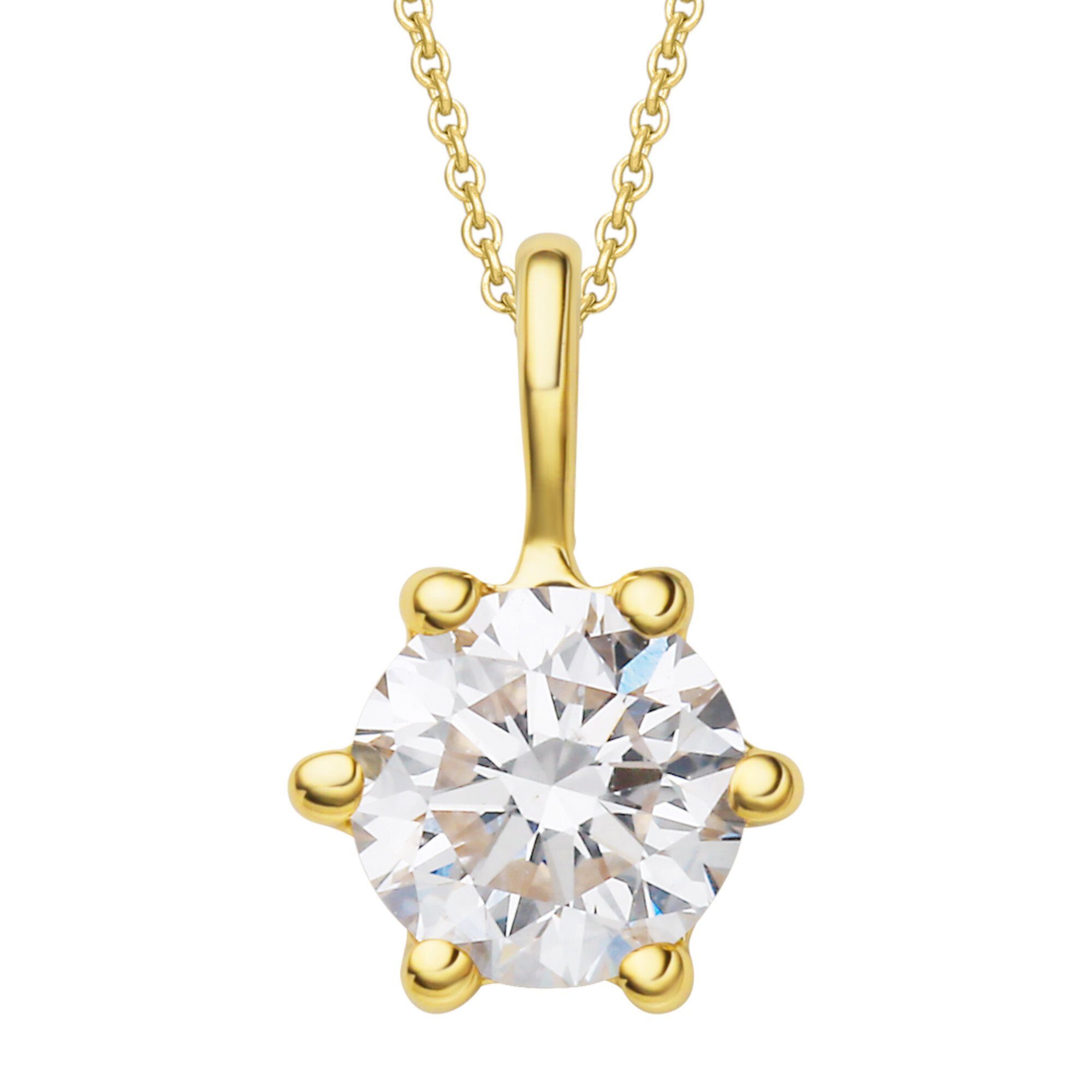 ONE ELEMENT Kettenanhänger 0.25 ct Diamant Brillant Anhänger aus 750 Gelbgold, Damen Gold Schmuck | Kettenanhänger
