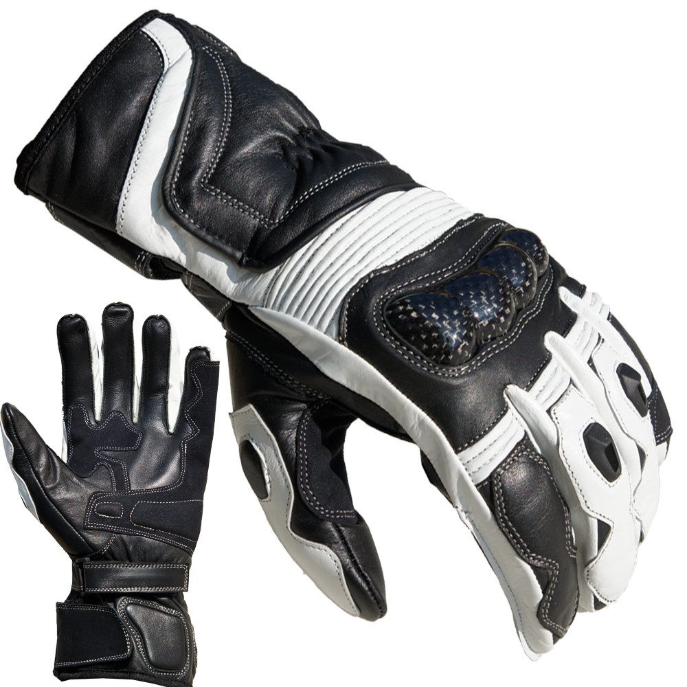 PROANTI Motorradhandschuhe PROANTI Motorradhandschuhe Racing Leder Motorrad Handschuhe weiß