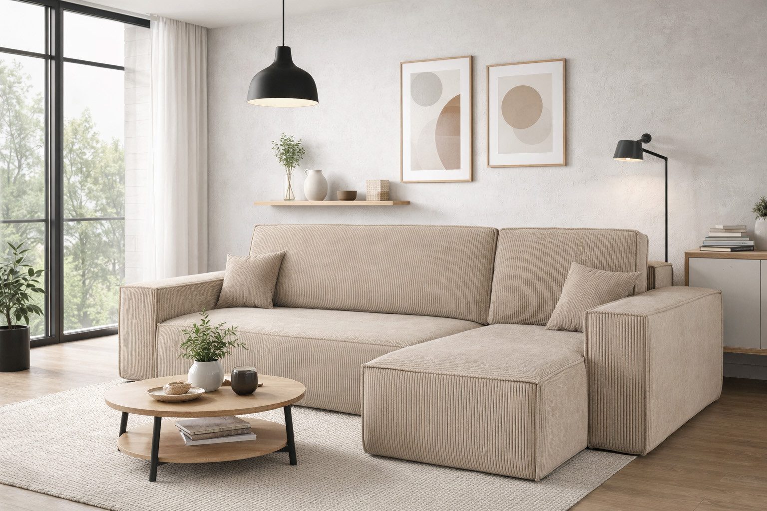 Kaiser Möbel Ecksofa mit schlaffunktion und bettkasten, Eckcouch BEST L stoff Poso
