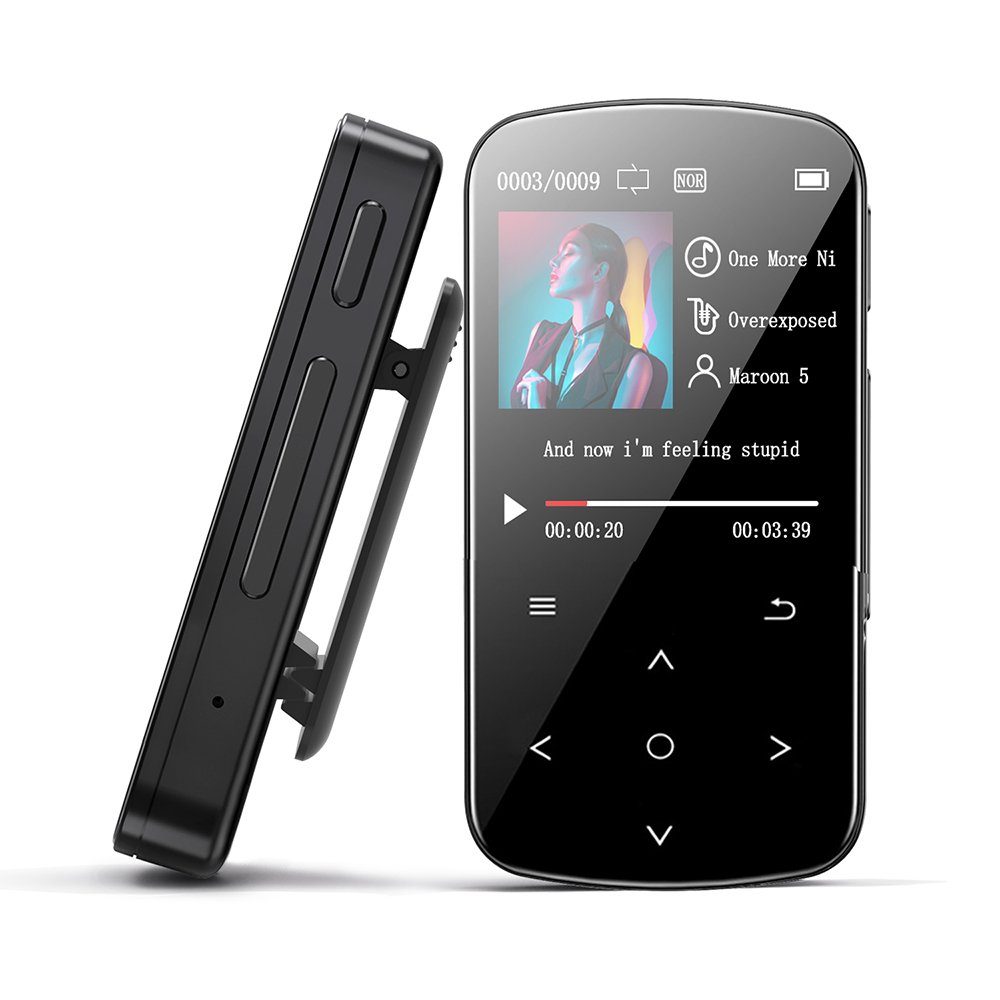 GelldG MP3 Player Bluetooth 4.2 Sport mit 1,54 Zoll Farbbildschirm MP3- Player, 1,54 Zoll TFT Farbbildschirm, TF-Karte kann eingesetzt werden