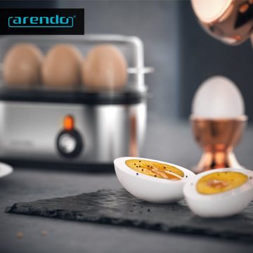 Arendo Eierkocher, Anzahl Eier: 3 St., 210 W, Edelstahl, Härtegrad einstellbar, Egg Cooker, BPA-frei, für 1-3 Eier