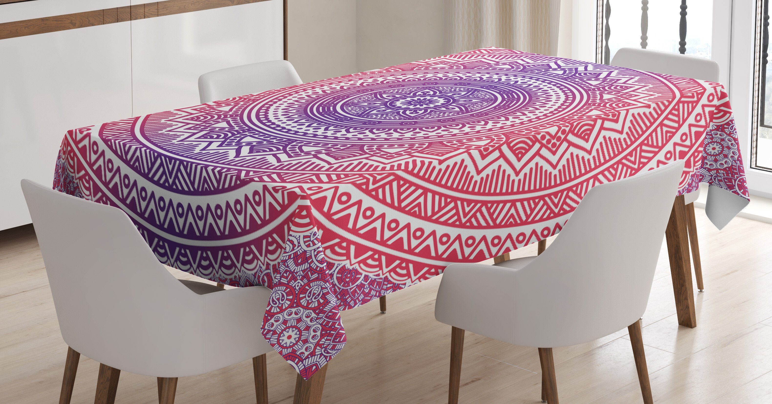 Abakuhaus Tischdecke Farbfest Waschbar Für den Außen Bereich geeignet Klare Farben, Pink und lila Mandala