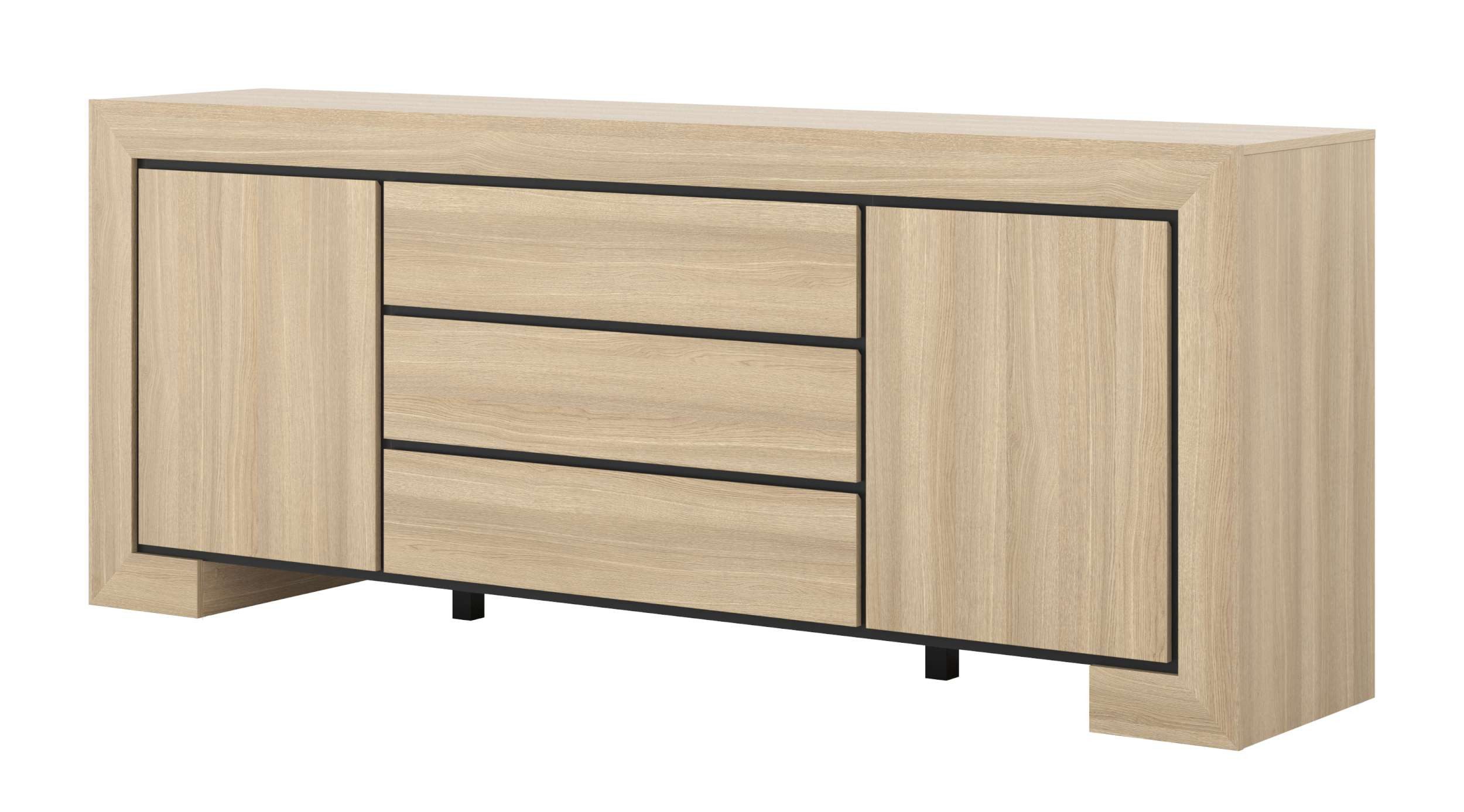 99rooms Kommode Jena (Sideboard, Highboard, Schubladenkommode), mit 3 Schubladen, 4 Fächer, 2 Einlegeböden, Soft-Close-Funktion