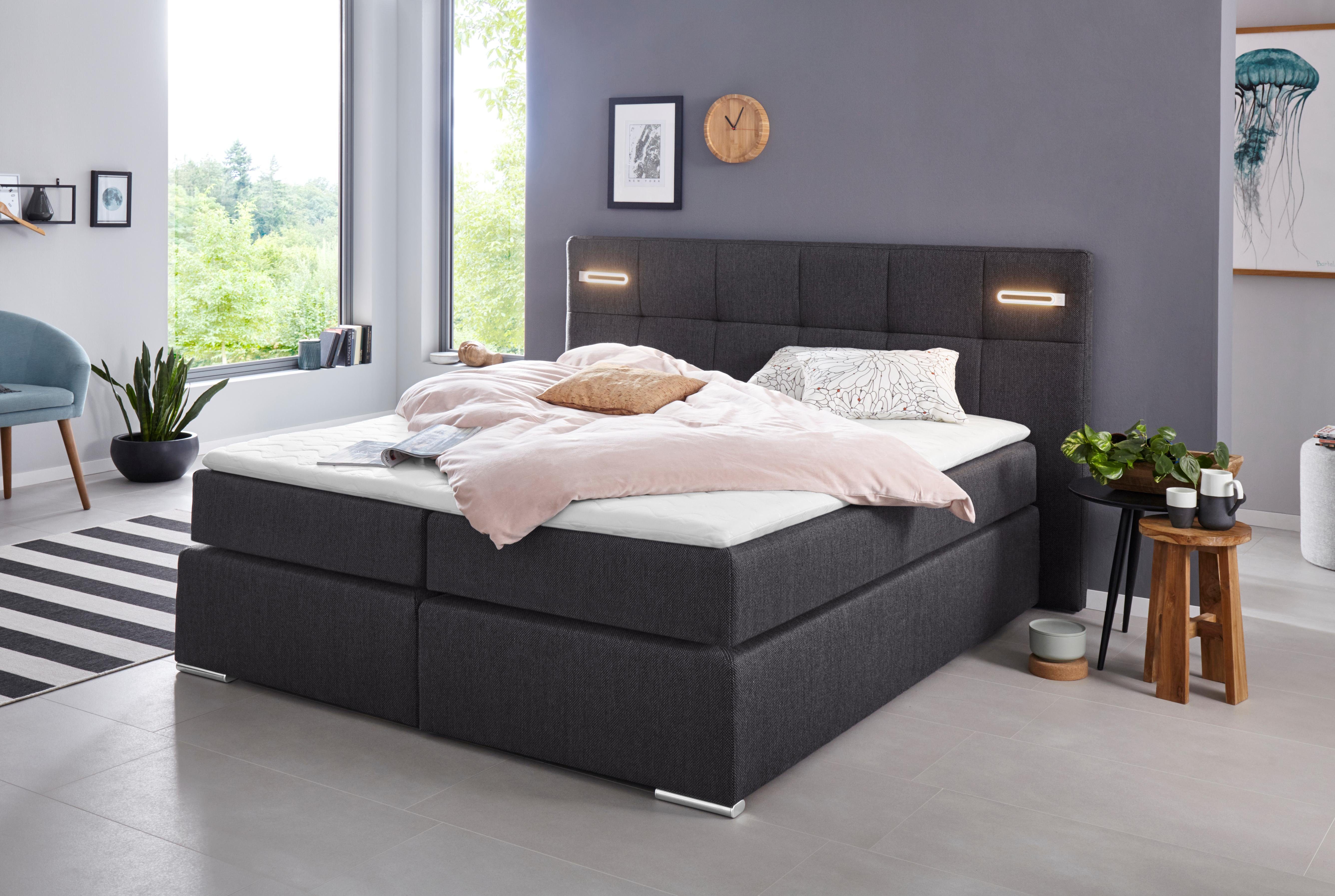 COLLECTION AB Boxspringbett »Dormante«, inkl. LED-Beleuchtung, Topper und Kissen - COLLECTION AB