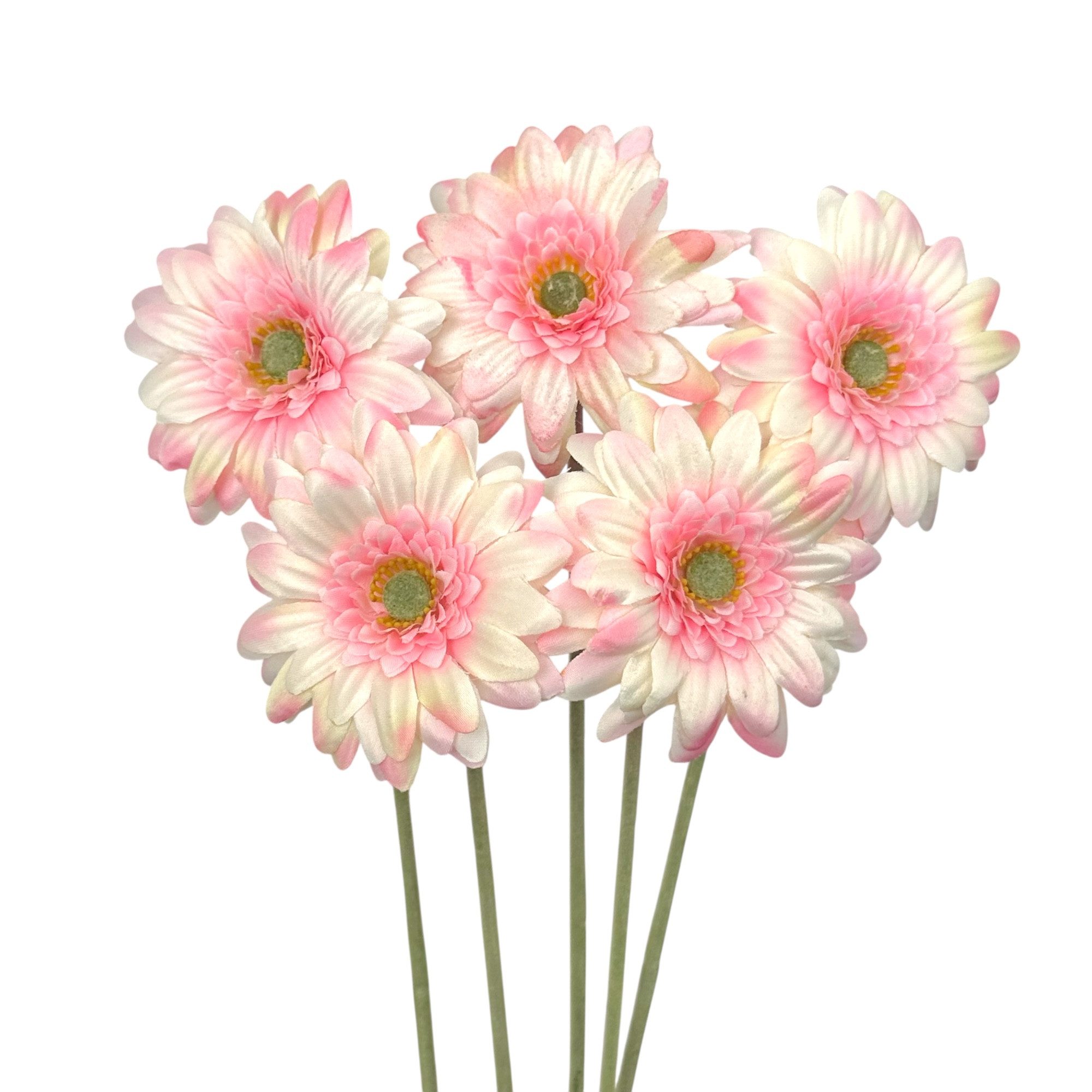 Kunstblume Künstliche Gerbera 5er Set 47 cm – realistische Kunstblumen Rosa