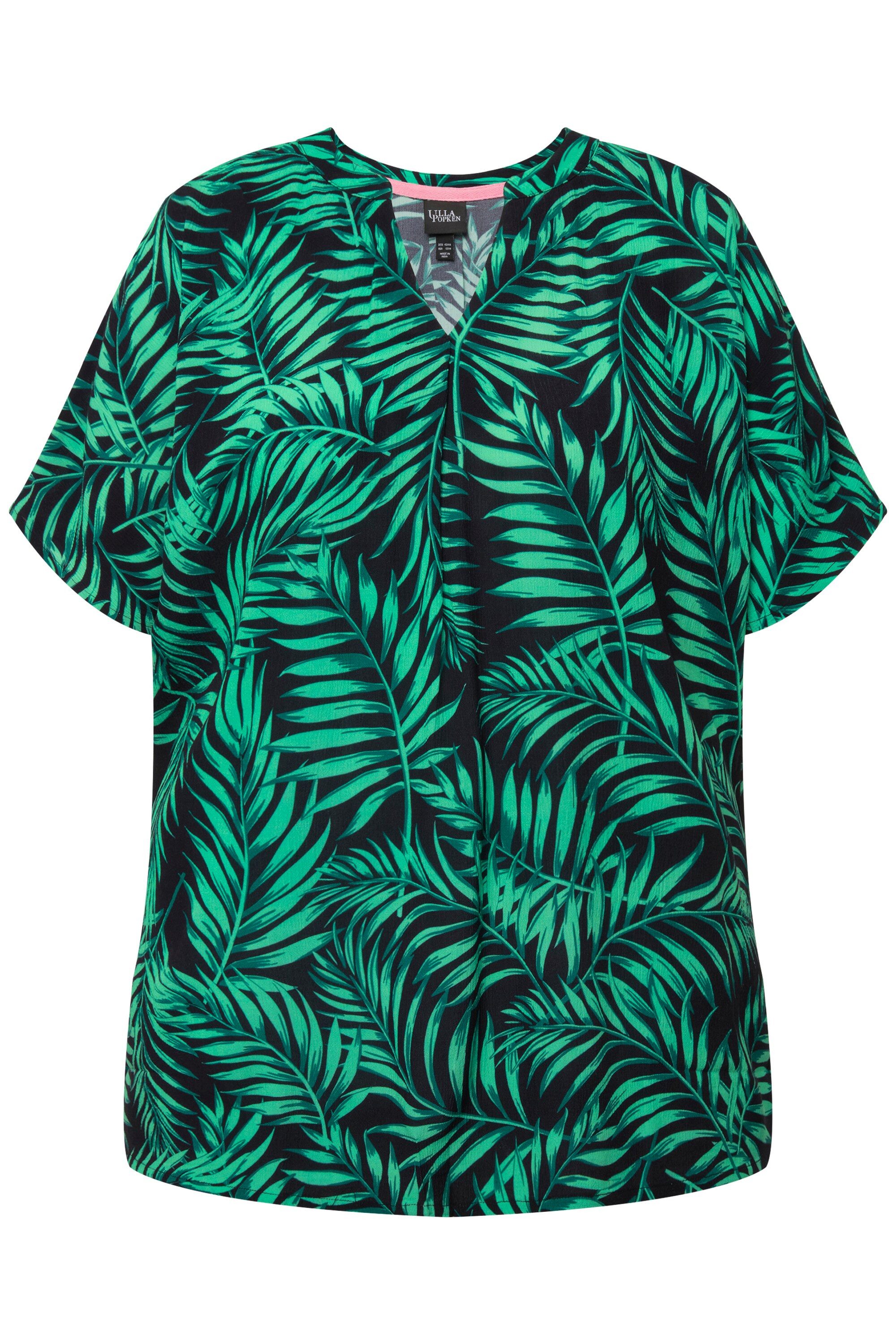 Ulla Popken Tunika Bluse Palmen A-Linie günstig online kaufen