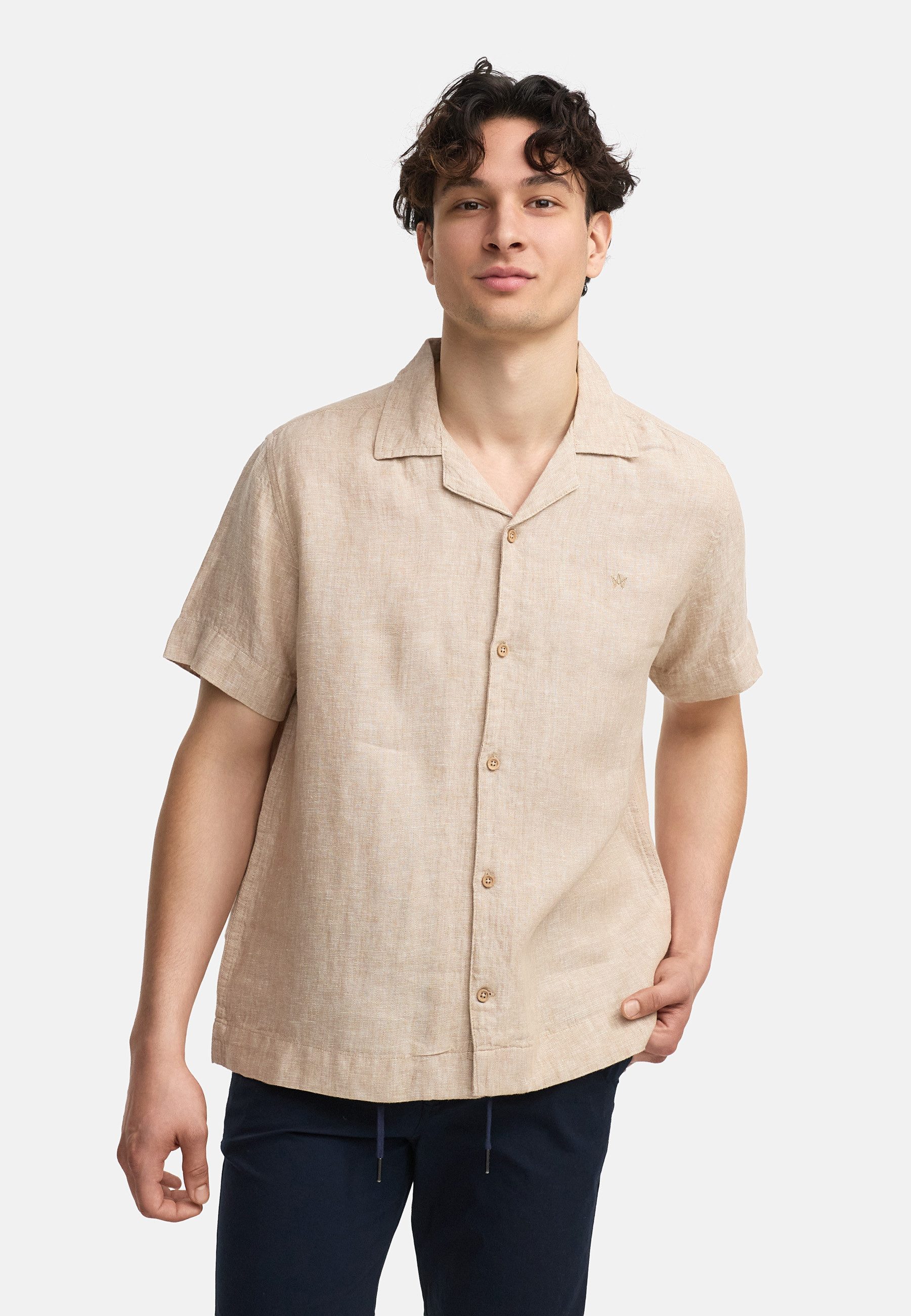 Kronstadt Kurzarmhemd Herren KSAyers Herrenhemd Kurzarm luftig-leicht aus reinem Leinen