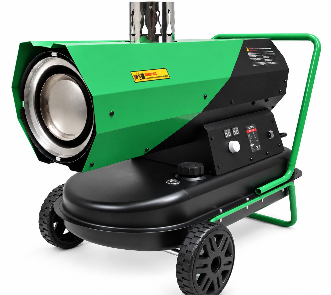 DeTec. Heizgerät DT-20DE indirekte Heizkanone 20 kW Ölheizgebläse Green Edition, mit Thermostat, Rädern und Kamin