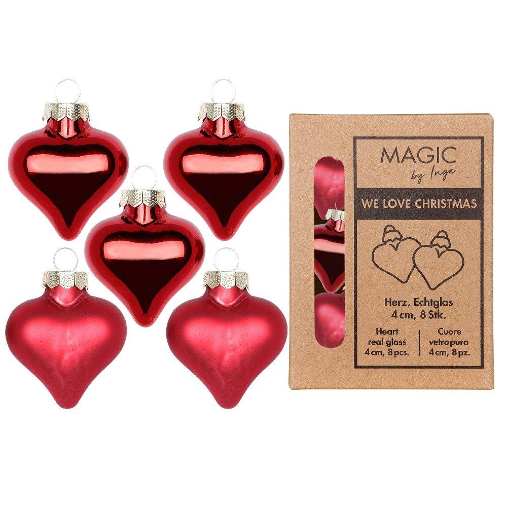 MAGIC by Inge Christbaumschmuck, Christbaumschmuck Herzen 4cm Glas 8 Stück günstig online kaufen