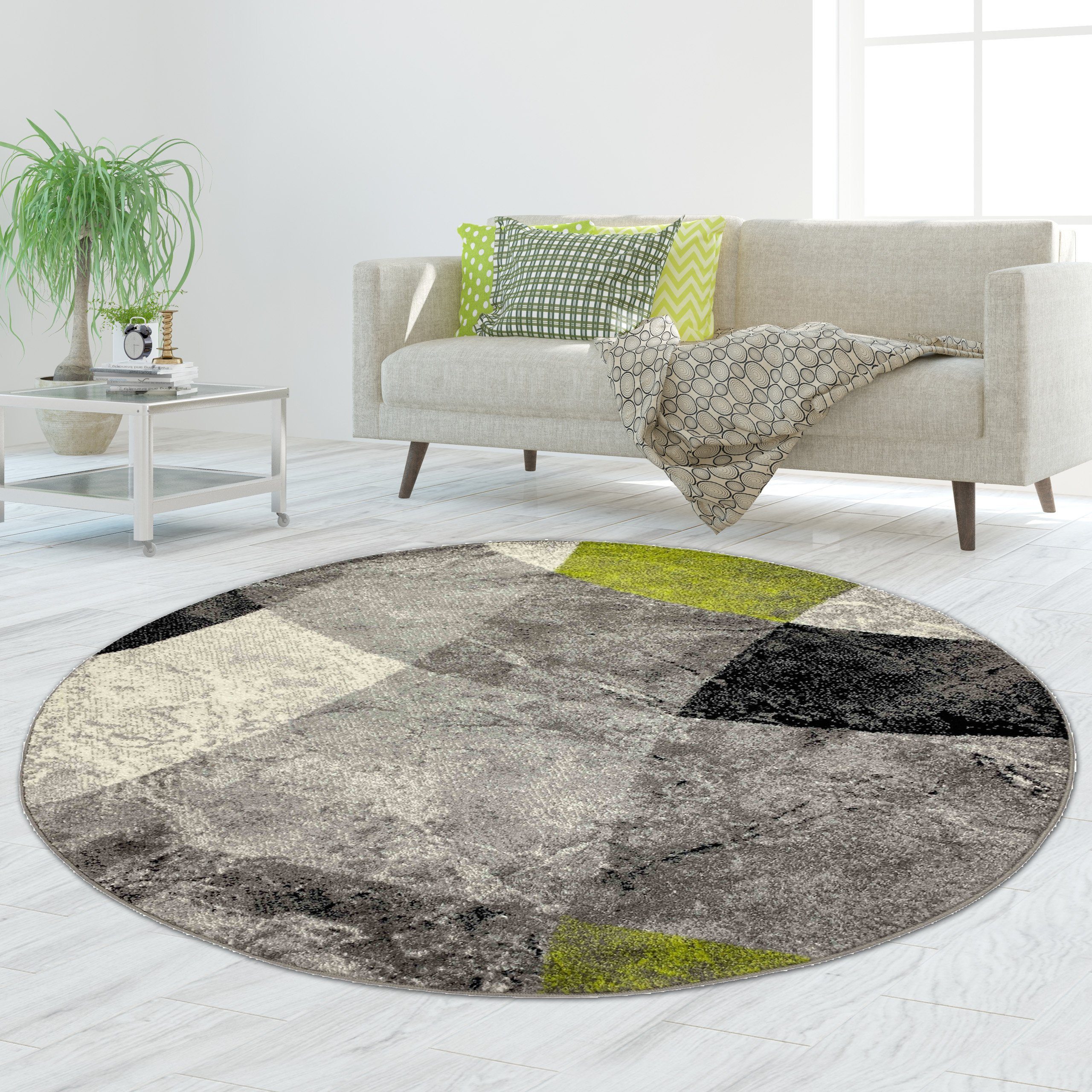 TeppichHome24 Teppich Teppich Rauten Design grün günstig online kaufen