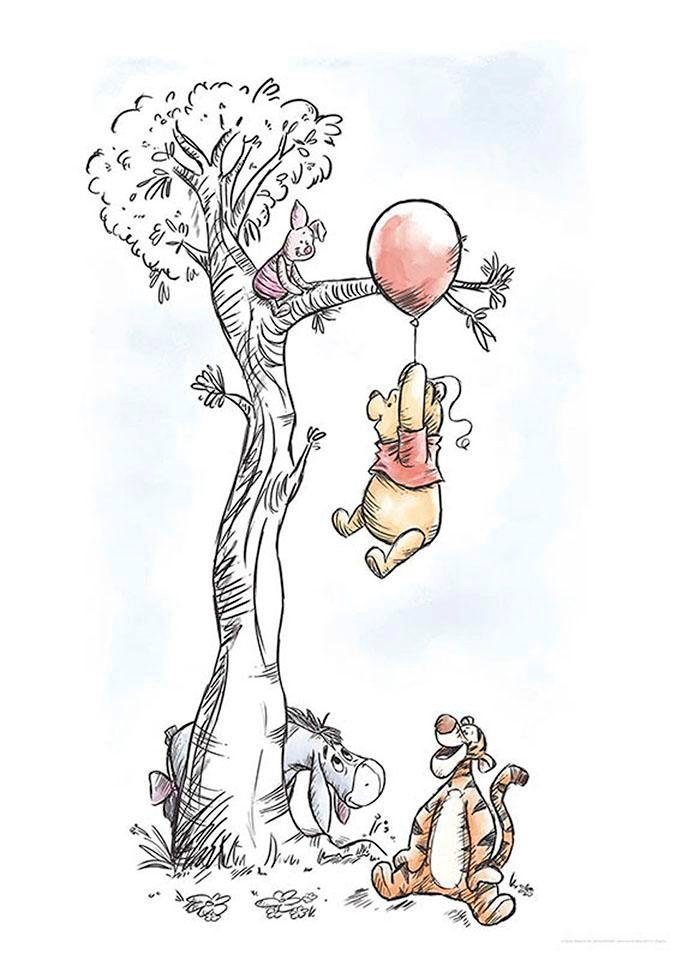Komar Bild Winnie the Pooh Hang on, Disney (1 St), Wandbild zur Dekoration im Kinderzimmer - ohne Rahmen