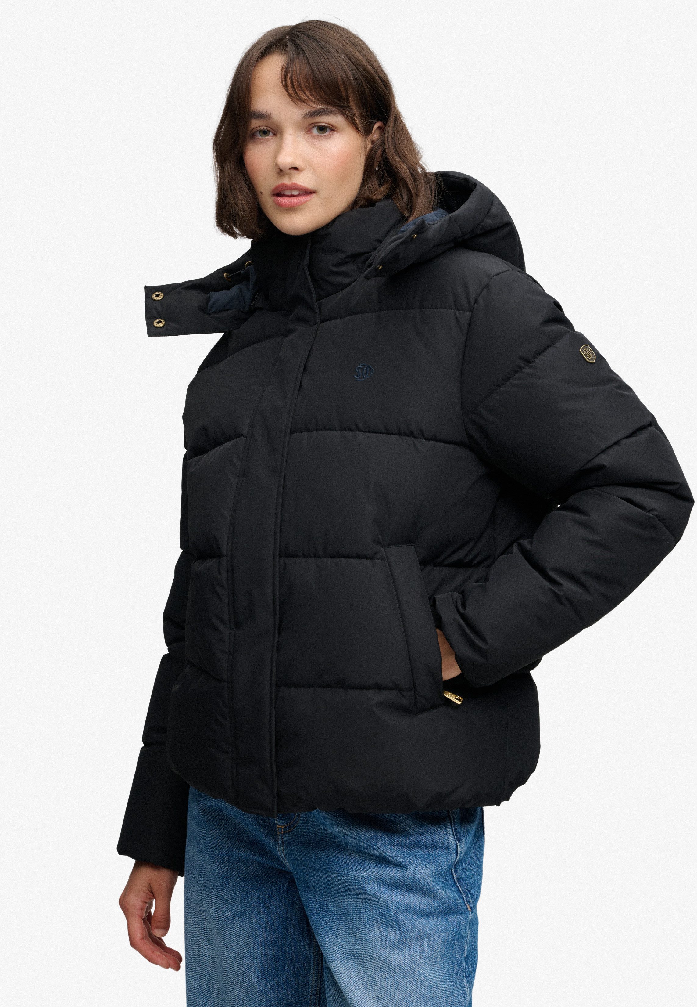 Superdry Steppjacke PREMIUM HOOD PUFFER JKT Kunstfaser, relaxed fit
