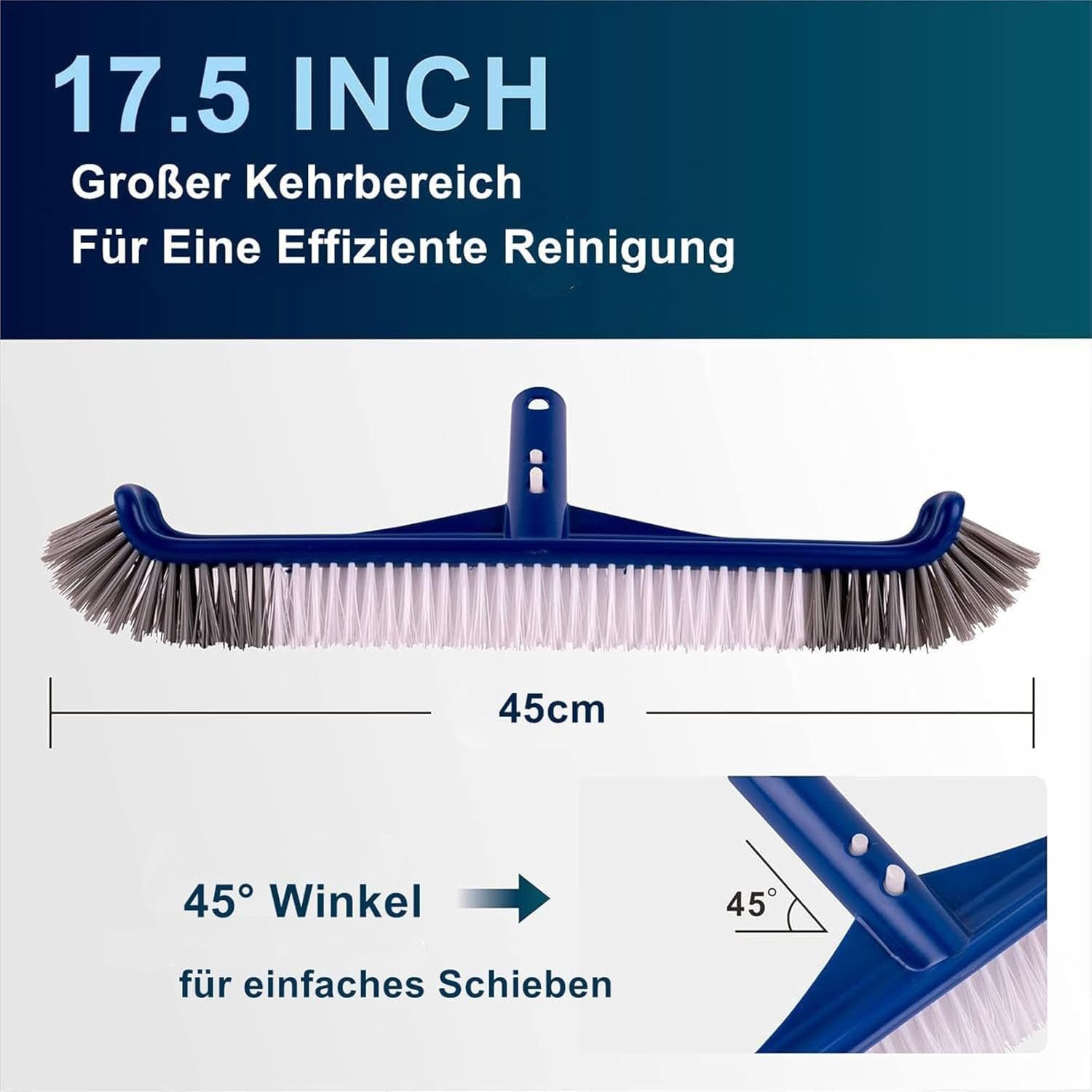 FELIXLEO Poolbürste Poolbürste 44cm Premium Nylonborsten Gebogen Schwimmbad Bürste, (1-tlg)