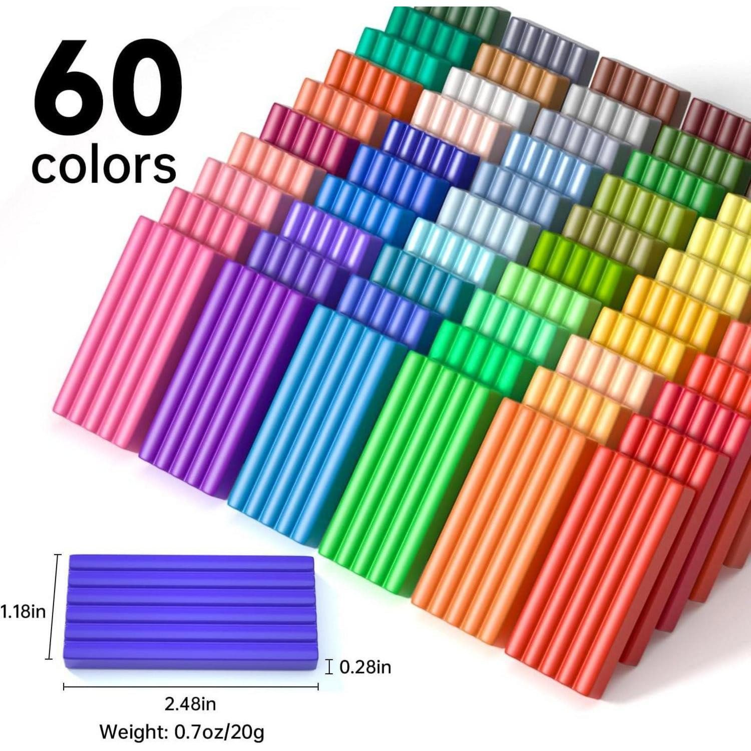 LuxusKollektion Malkreide 60er buntes Polymer Clay Set, 1,65 kg, ofenhärtend, mit 19