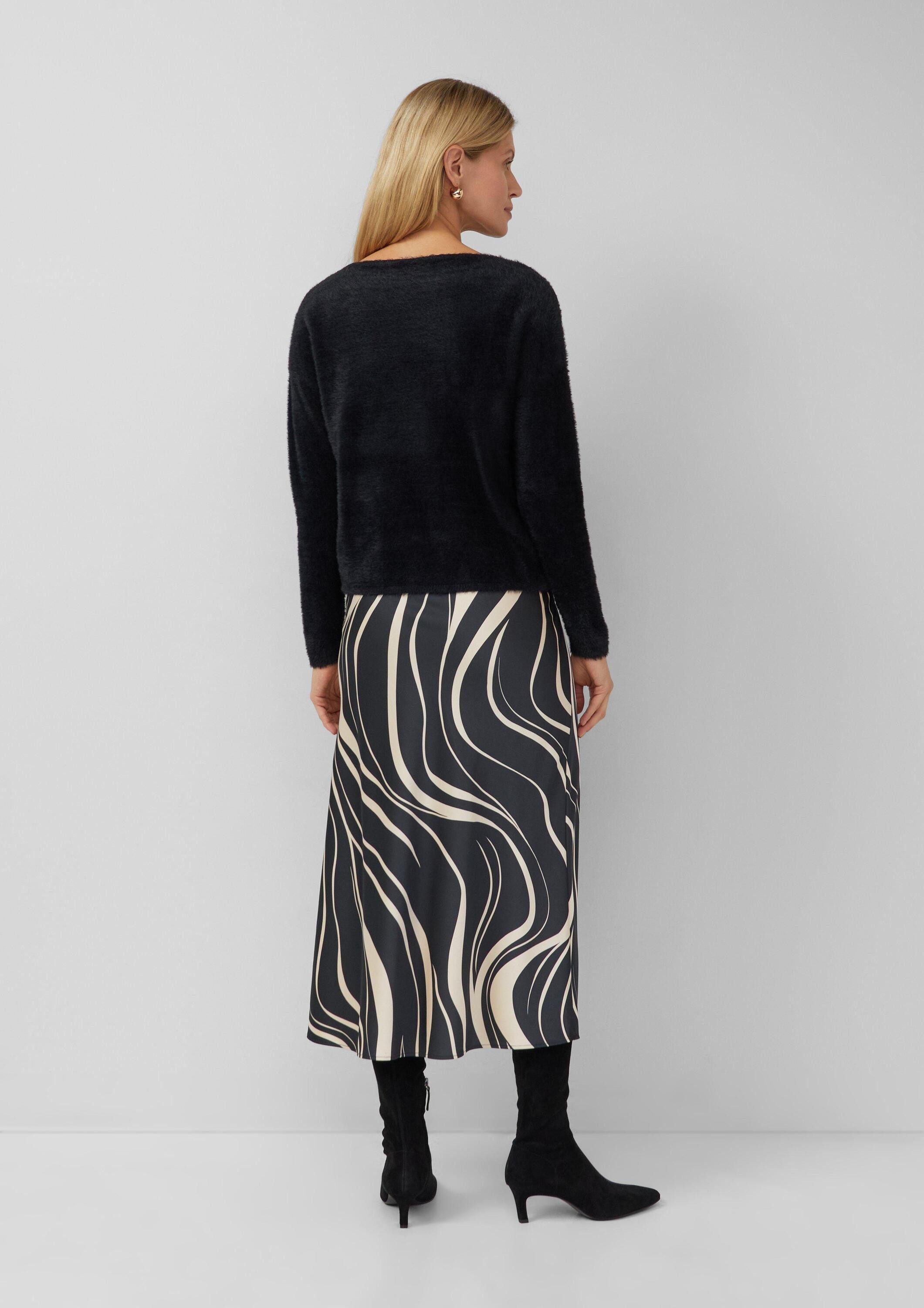 s.Oliver Longpullover Strickpullover Flauschiger Pullover mit U-Boot-Ausschnitt