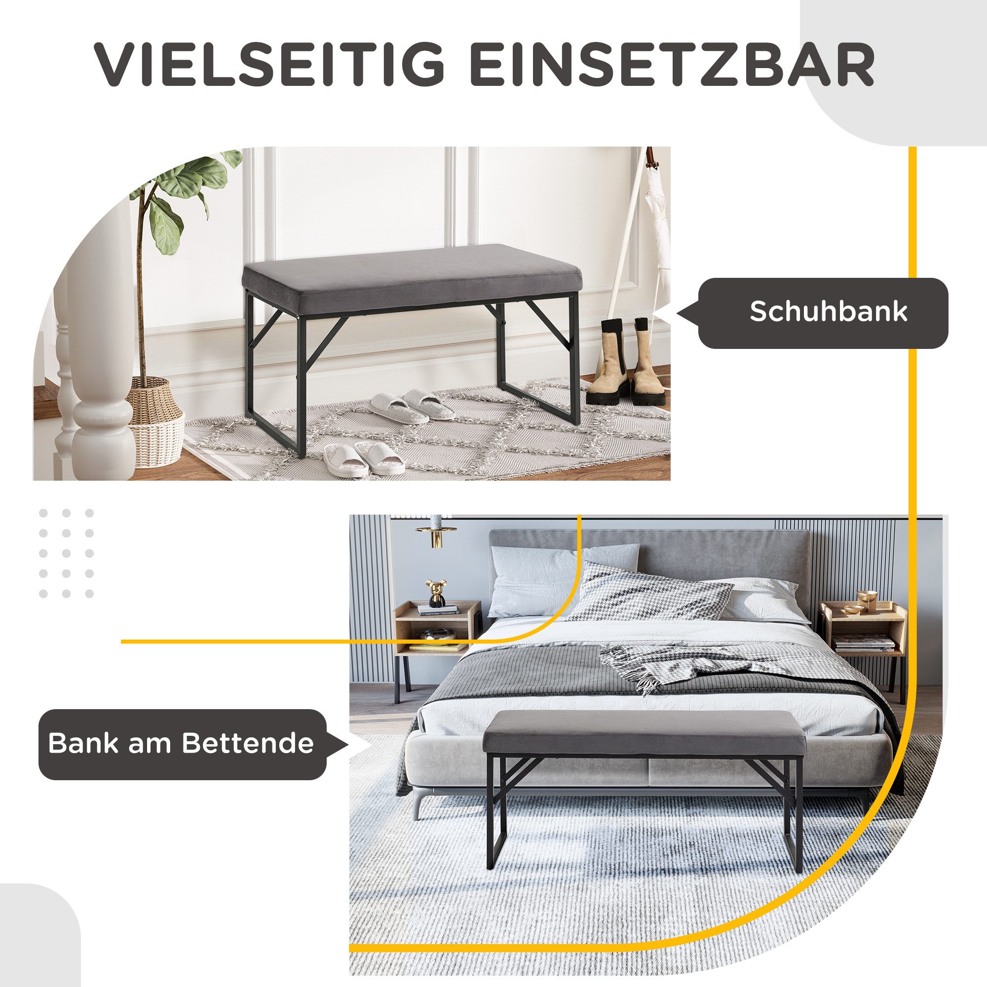 furnicato Polsterbank Sitzbank mit Polsterauflage, Schuhbank, Flurbank, (1-St)