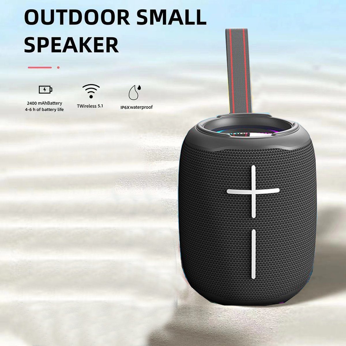 Sound Schwarz Stereo Tragbarer Lautsprecher Wasserdicht (360° Box Bluetooth-Lautsprecher Soundbox für Bluetooth Bluetooth Musikbox Reisen) XDeer