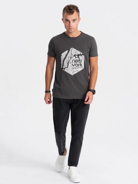 OMBRE Print-Shirt Herren-T-Shirt aus Baumwolle mit Kartenmotiv -.