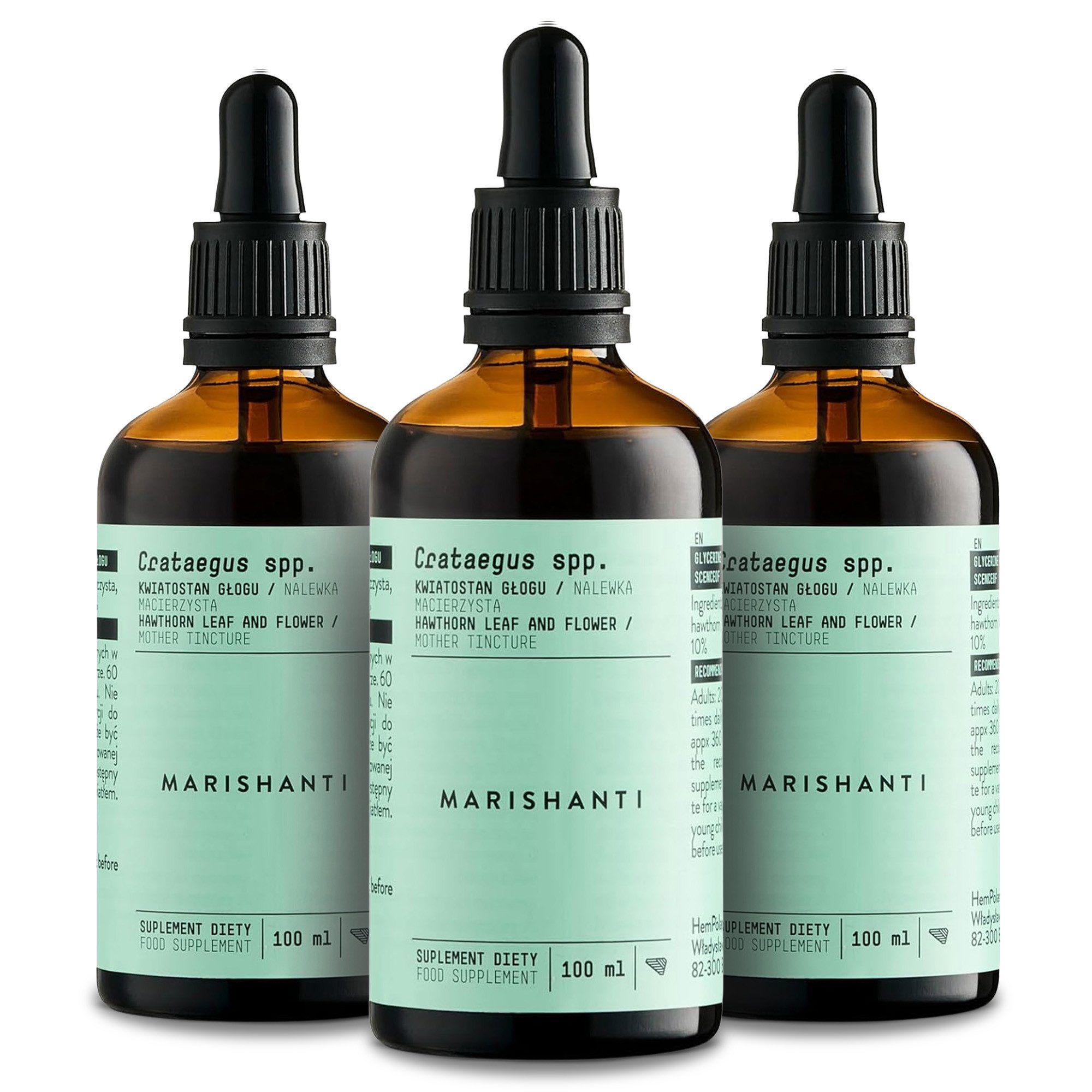 MARISHANTI Weißdorn Extrakt – alkoholfreie Tropfen, Eine Tinktur aus Blättern und Blüten (Crataegus) à 300 ml, – Vegan