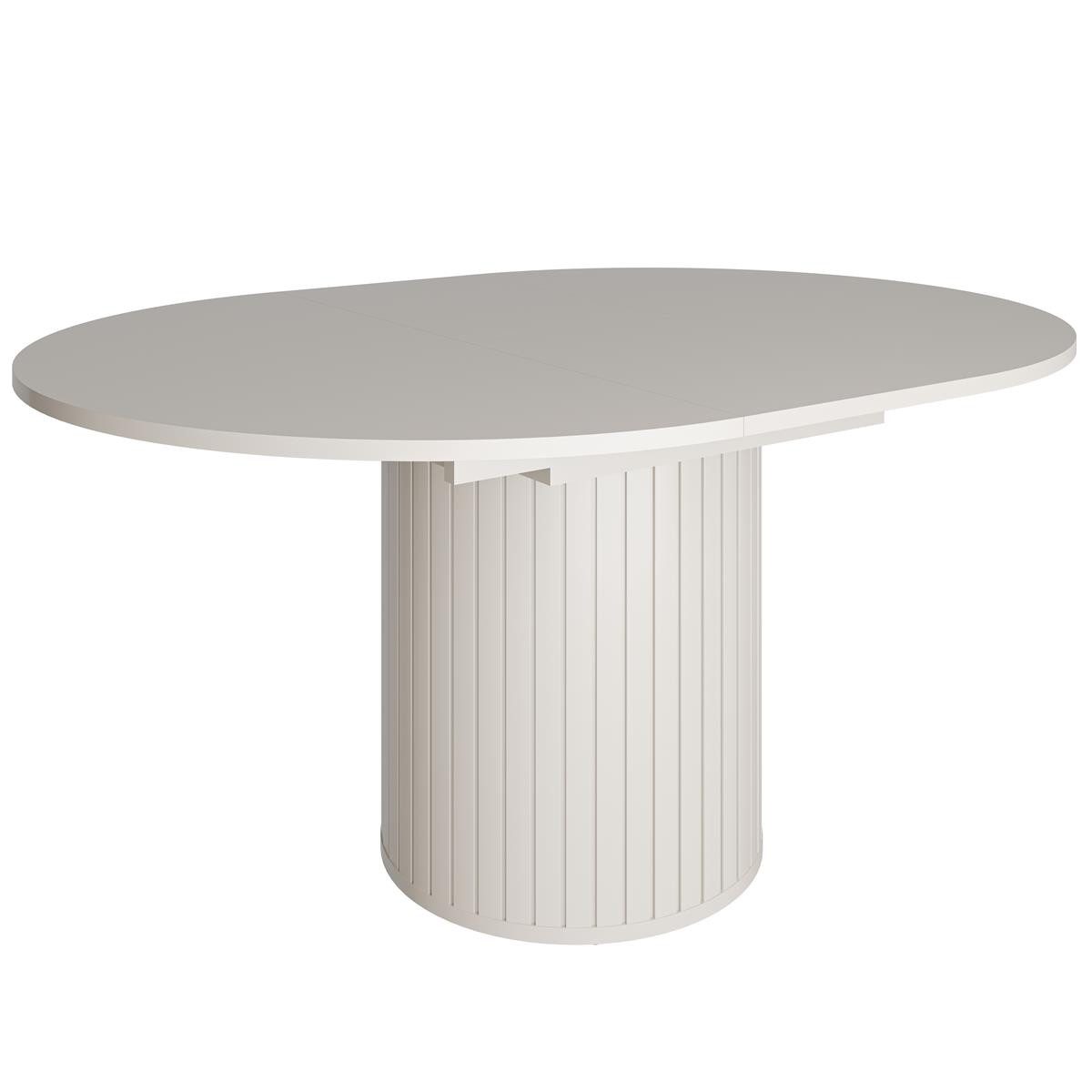Compleo Esstisch MODERNO Ausziehtisch mit runder Platte und stabilem Säulengestell, 120–160 cm, Kaschmir, 22-mm-Platte, pflegeleicht – Bild 4 von 5