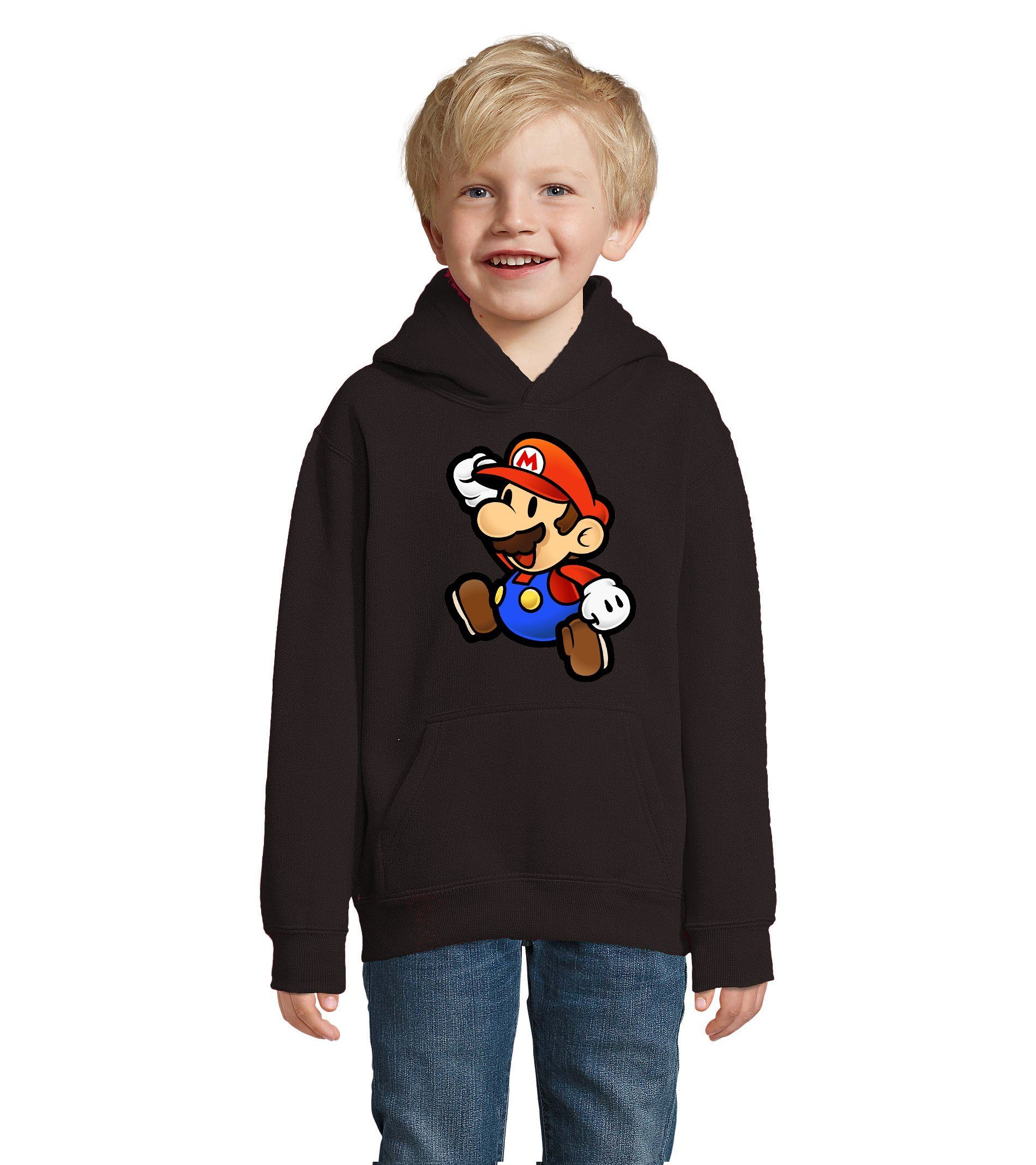 Schwarz mit Kinder Kapuze & Gaming Mario Nintendo Luigi Mädchen Hoodie Blondie Jungen Yoshi Super & Brownie