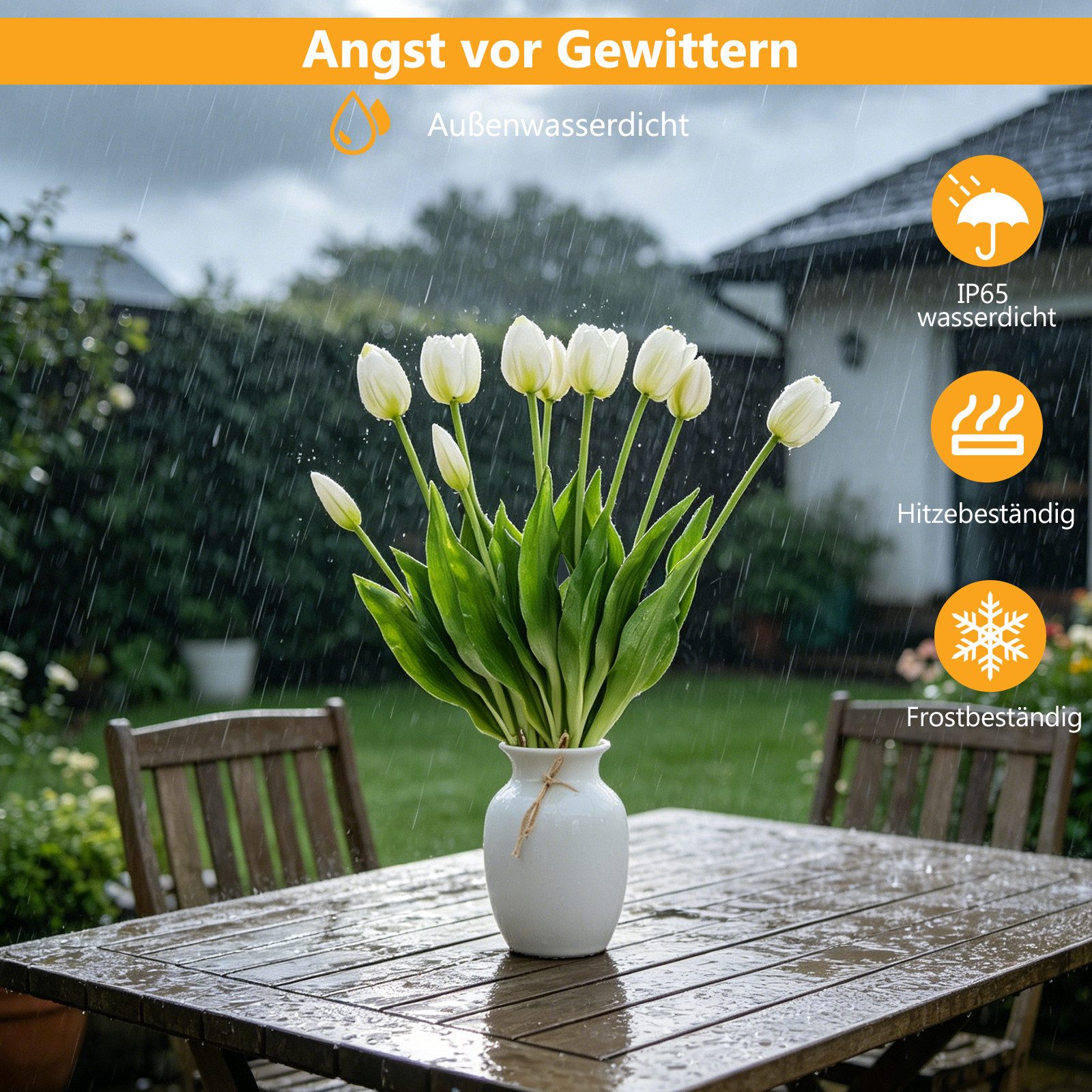 Kunsttulpe 10er Set künstliche Tulpen, Tulpenbund Tulpen, BlingBin, Höhe 40 cm, Tulpenstrauß künstlich für Vase,Hochzeit, Esstisch und Wohnzimmer Deko – Bild 3 von 5
