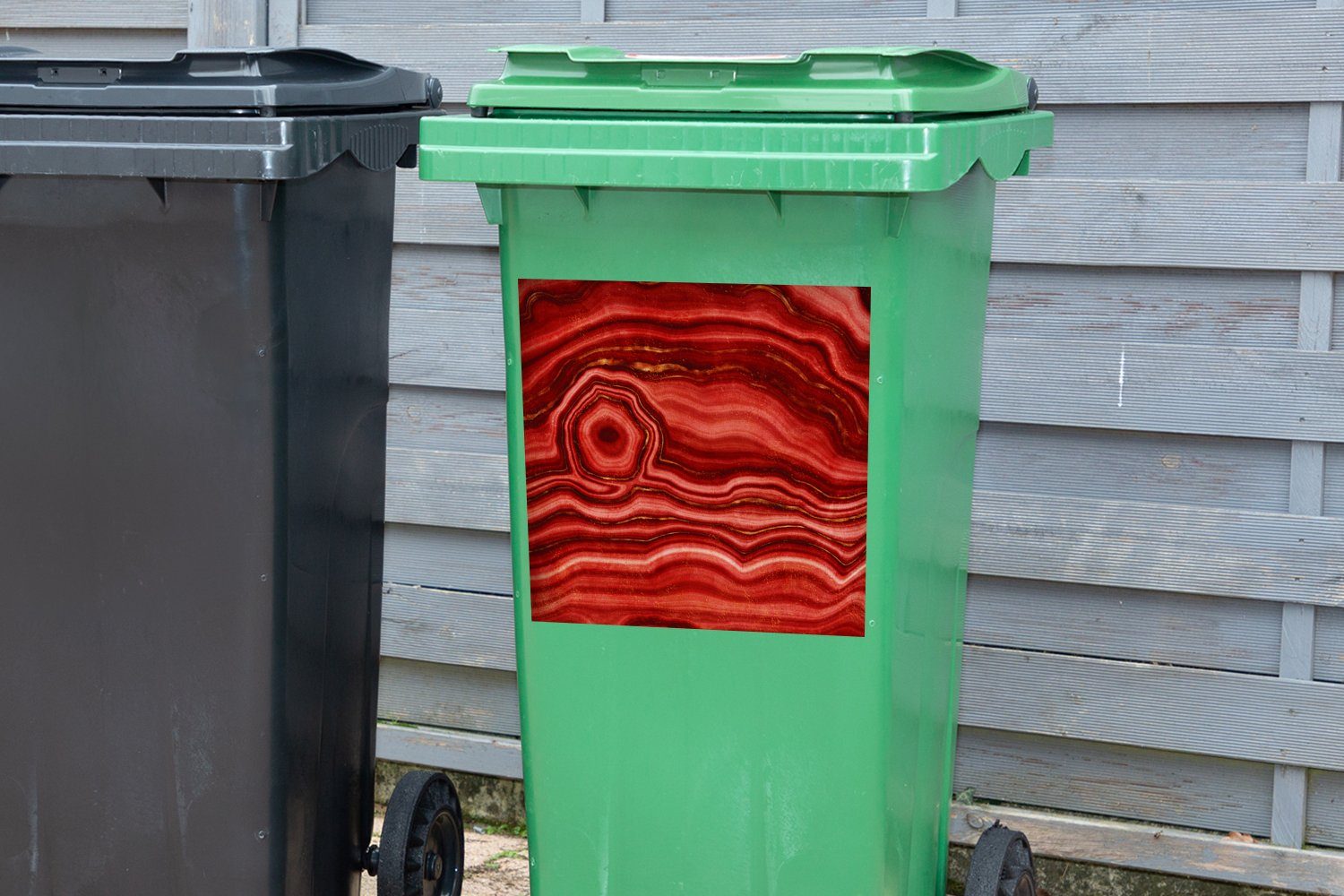 Abfalbehälter St), (1 - Rot Edelsteine Achat Mülltonne, MuchoWow Mülleimer-aufkleber, Container, Sticker, - Wandsticker